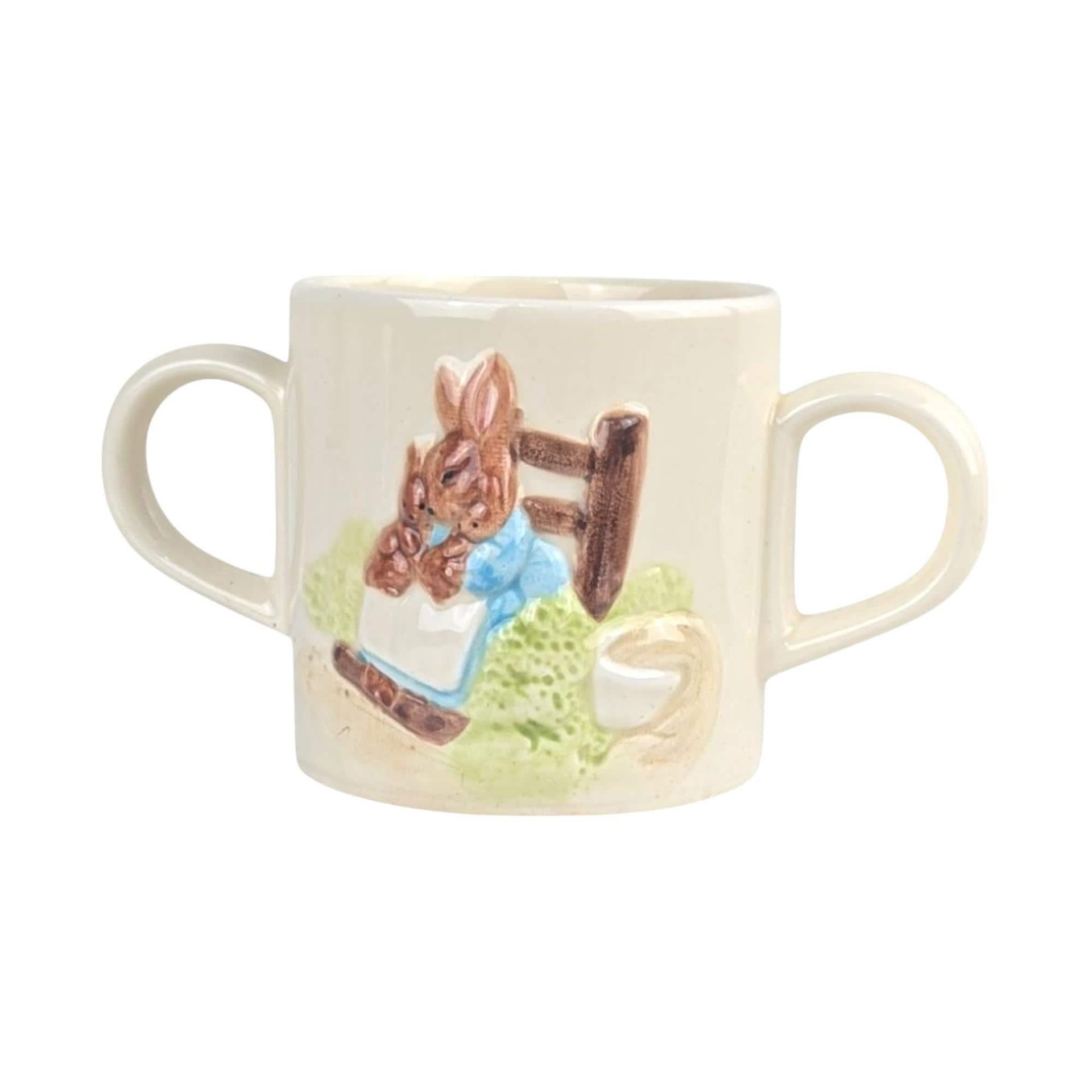 Vintage Beatrix Potter Mrs. Rabbit Ceramic Cup: 1987 Schmid Nursery Decor