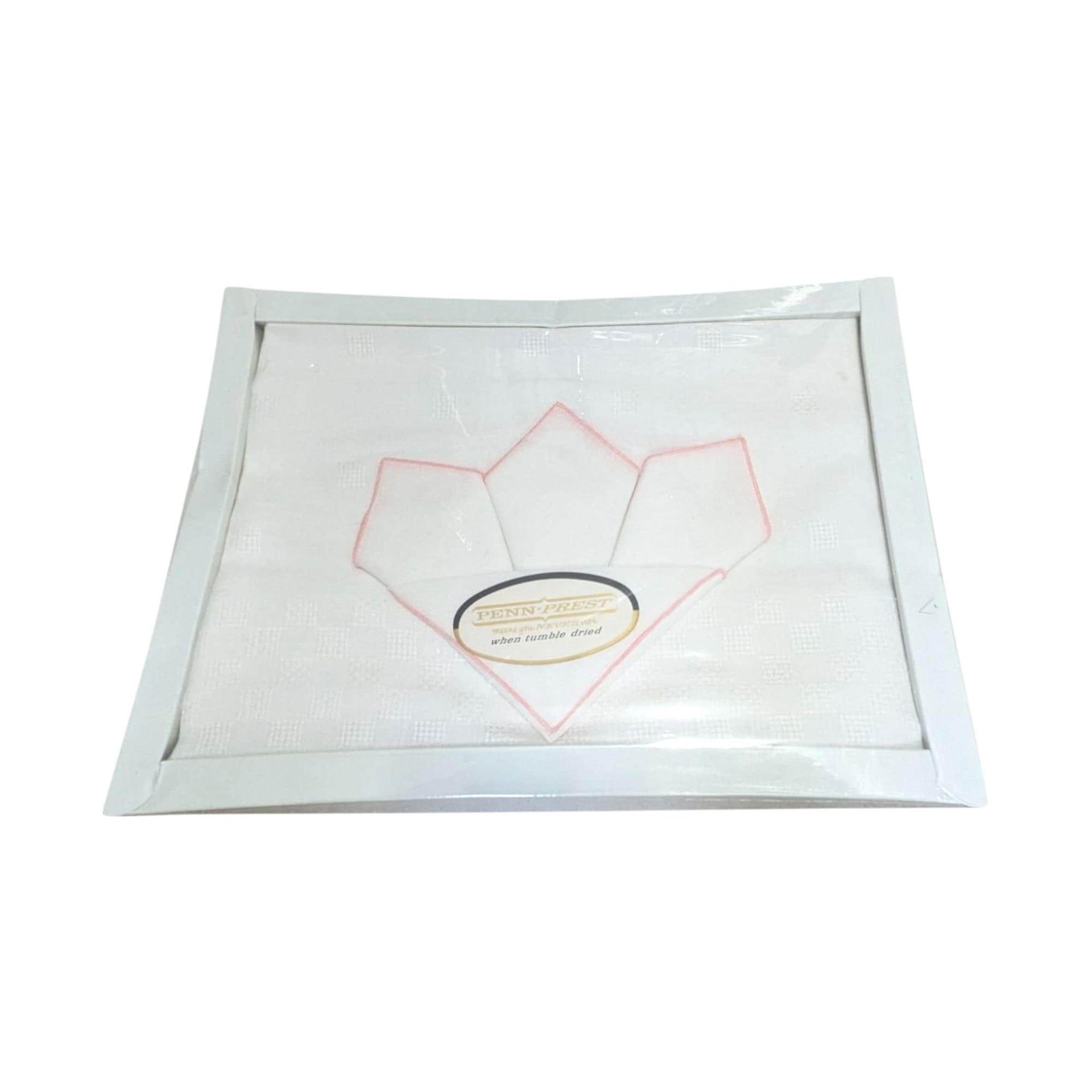 Vintage Penn Prest Damask Tablecloth Set: 55x55 NOS JCPenney Linens