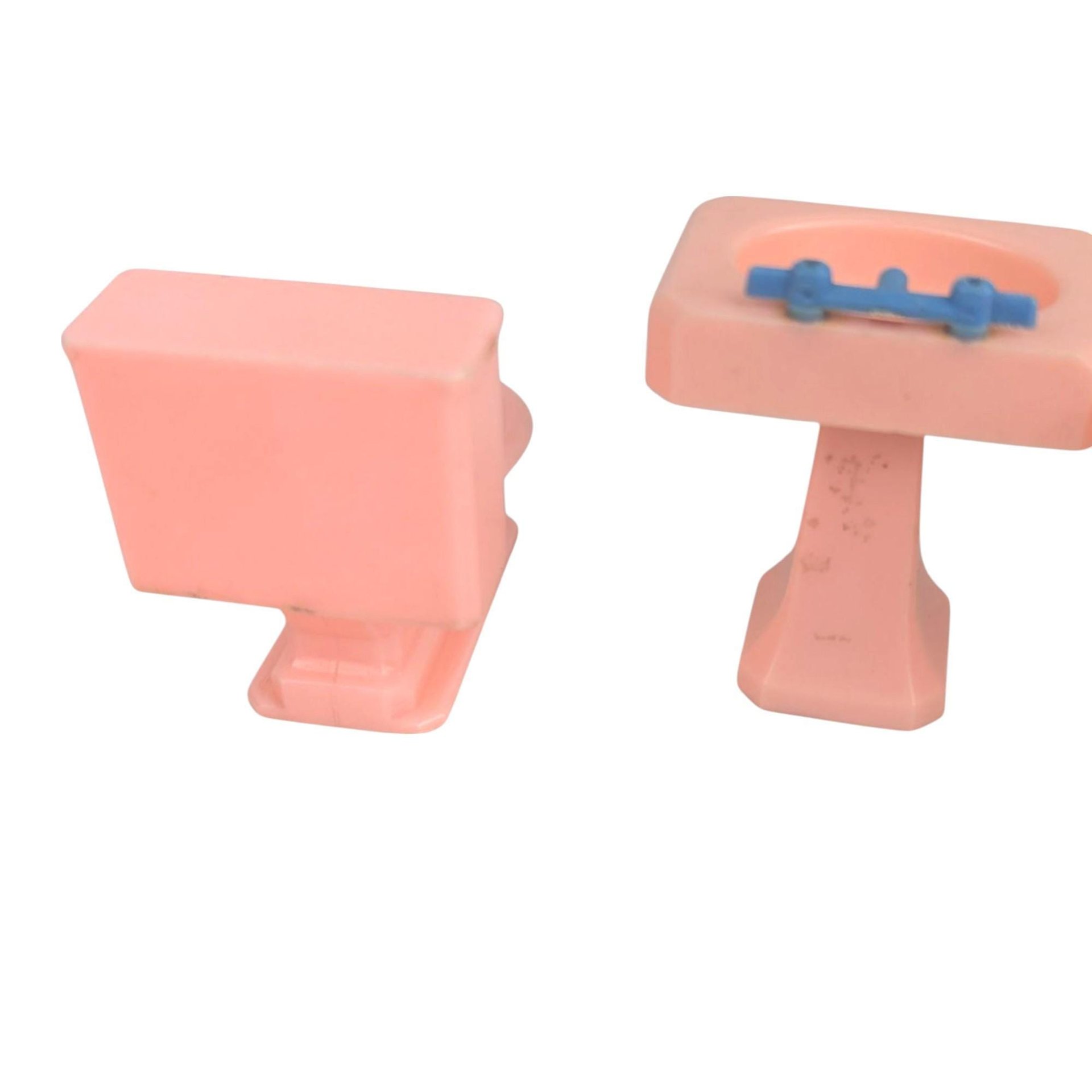 Vintage 1950s Renwal Dollhouse Bathroom Set - Pink Plastic 1:16 Scale Miniatures
