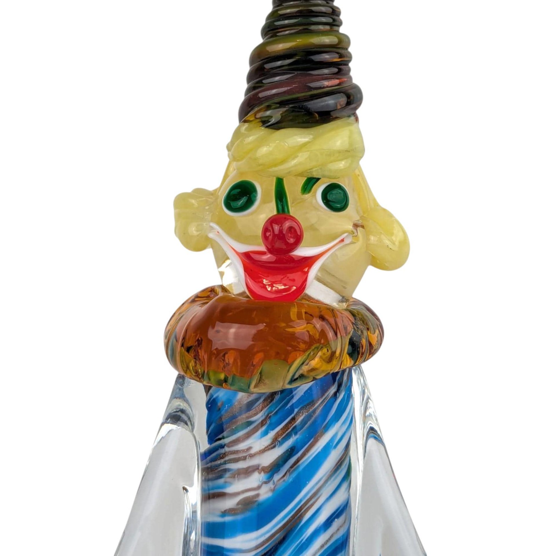 Vintage Hand Blown Glass Clown Figurine: Whimsical Decor (12 inch, AS-IS)