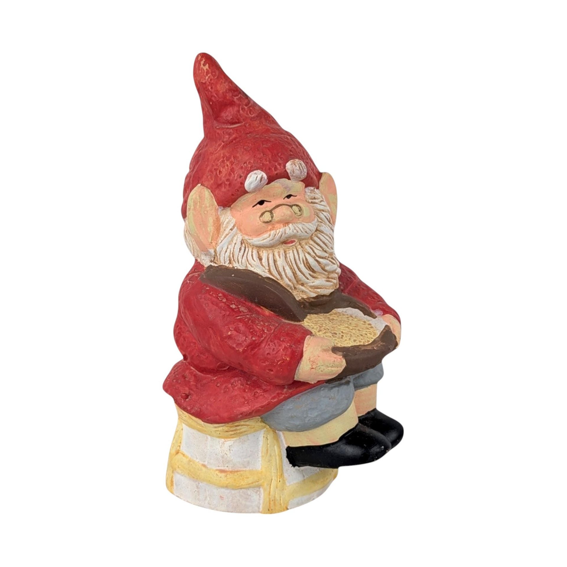 Vintage Ceramic Gnome Figurine, 7.5 Inch Hand Painted Garden Decor, Collectible Gnome, Gift for Gnome Lover