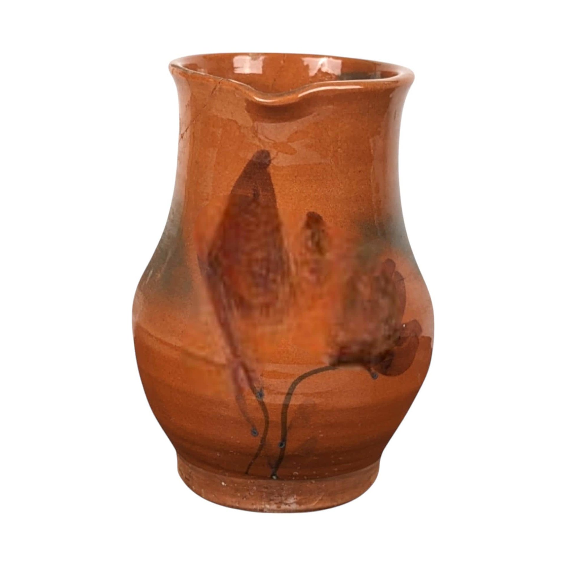 Vintage Handmade Stoneware Pitcher, Rustic Home Decor, Brown Pottery, 7.5 Inches, Country Farmhouse Style