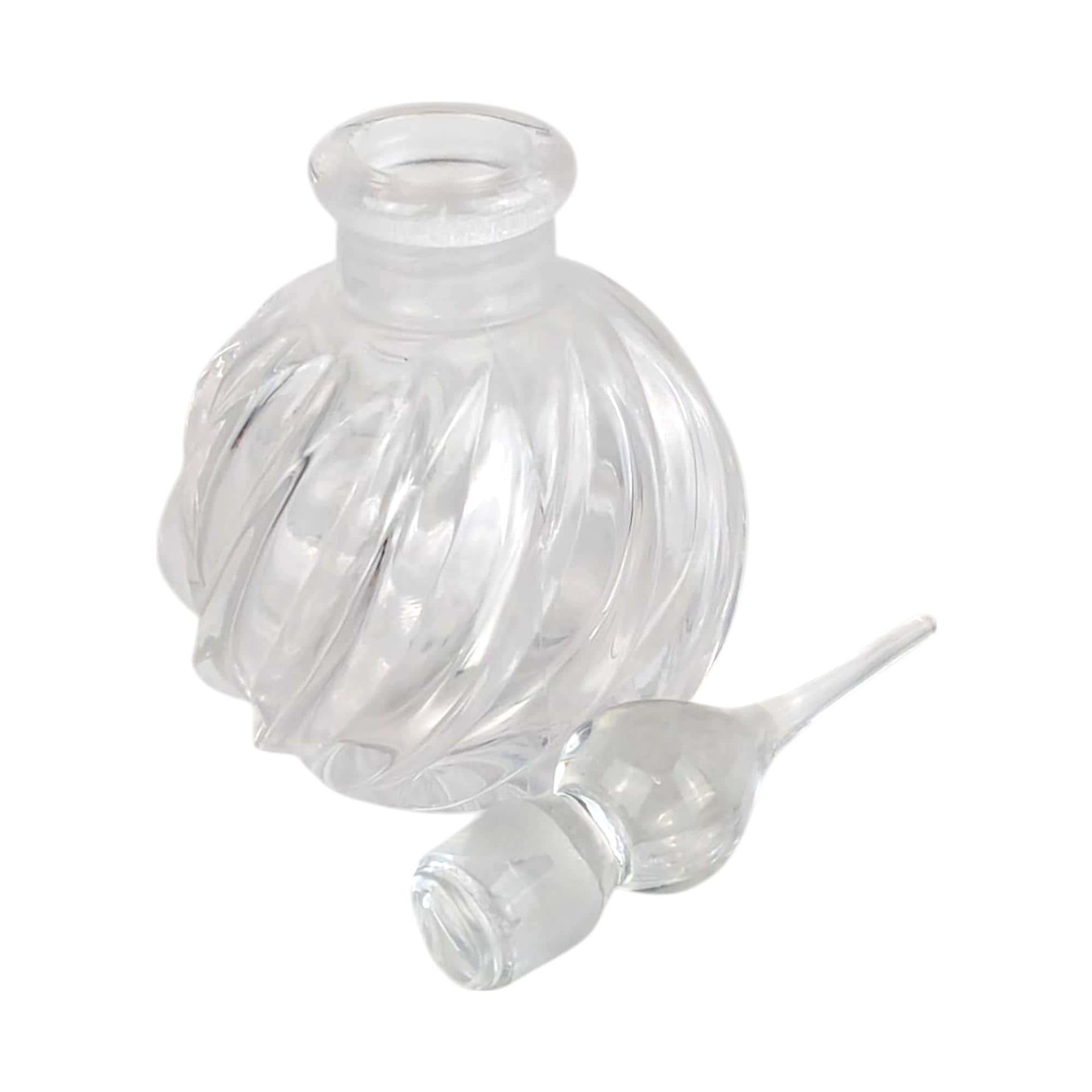 Vintage Clear Glass Perfume Bottle, Swirled Design, Decorative Bottle, Gift for Her, Vanity Decor, Collectible Perfume Bottle