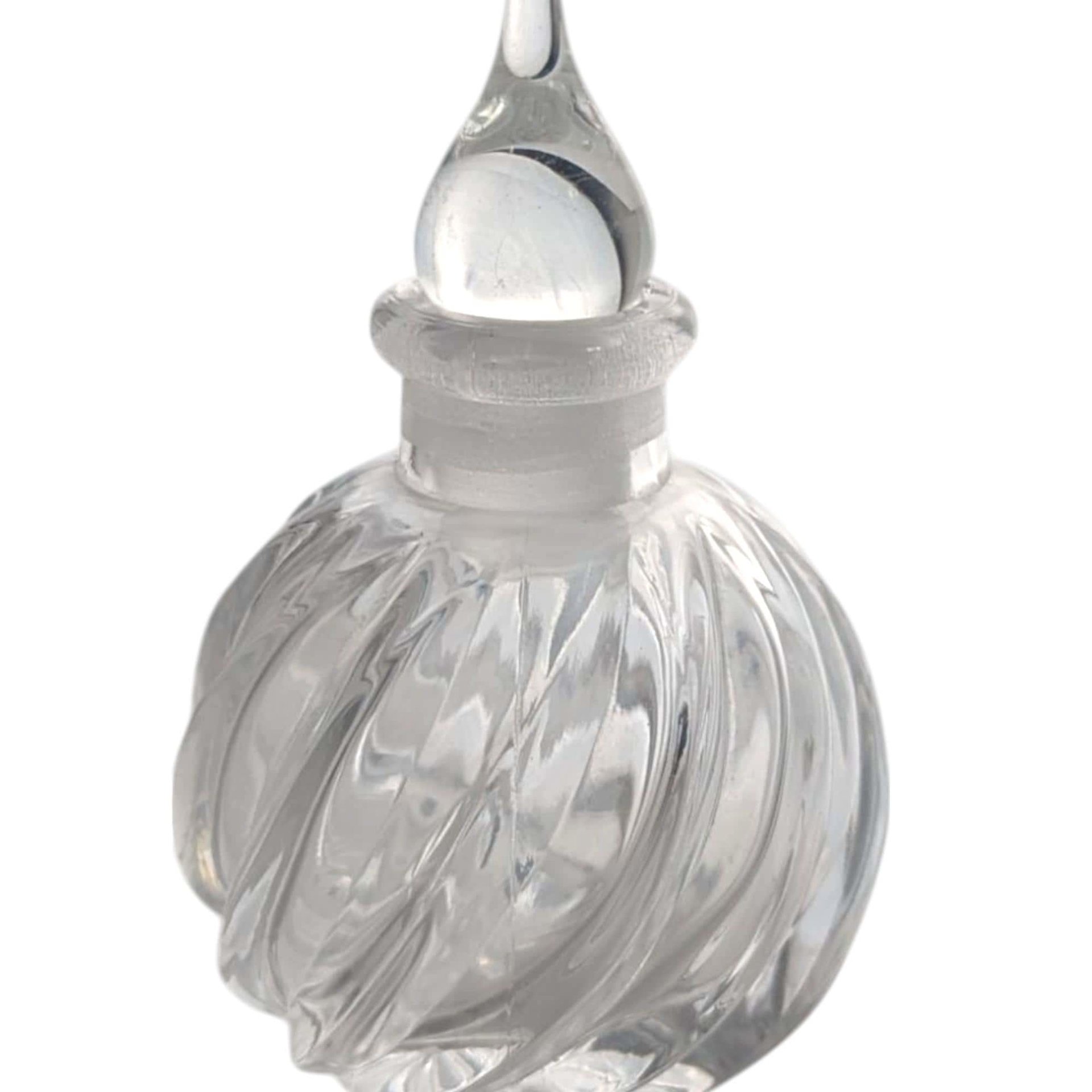 Vintage Clear Glass Perfume Bottle, Swirled Design, Decorative Bottle, Gift for Her, Vanity Decor, Collectible Perfume Bottle