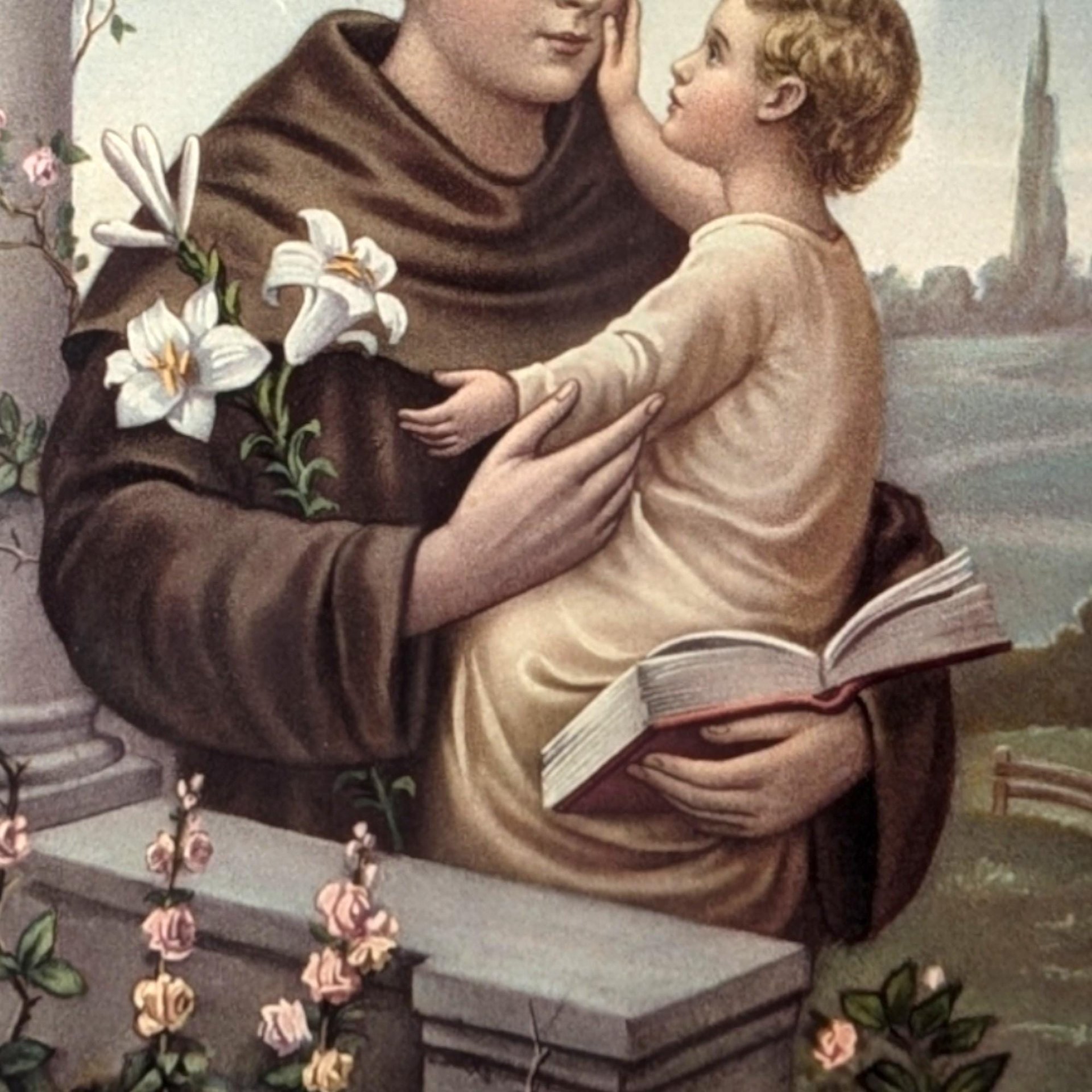 Vintage Framed Saint Anthony of Padua Print, Religious Art, Catholic Gift, Devotional Image, Framed Print, Wall Decor
