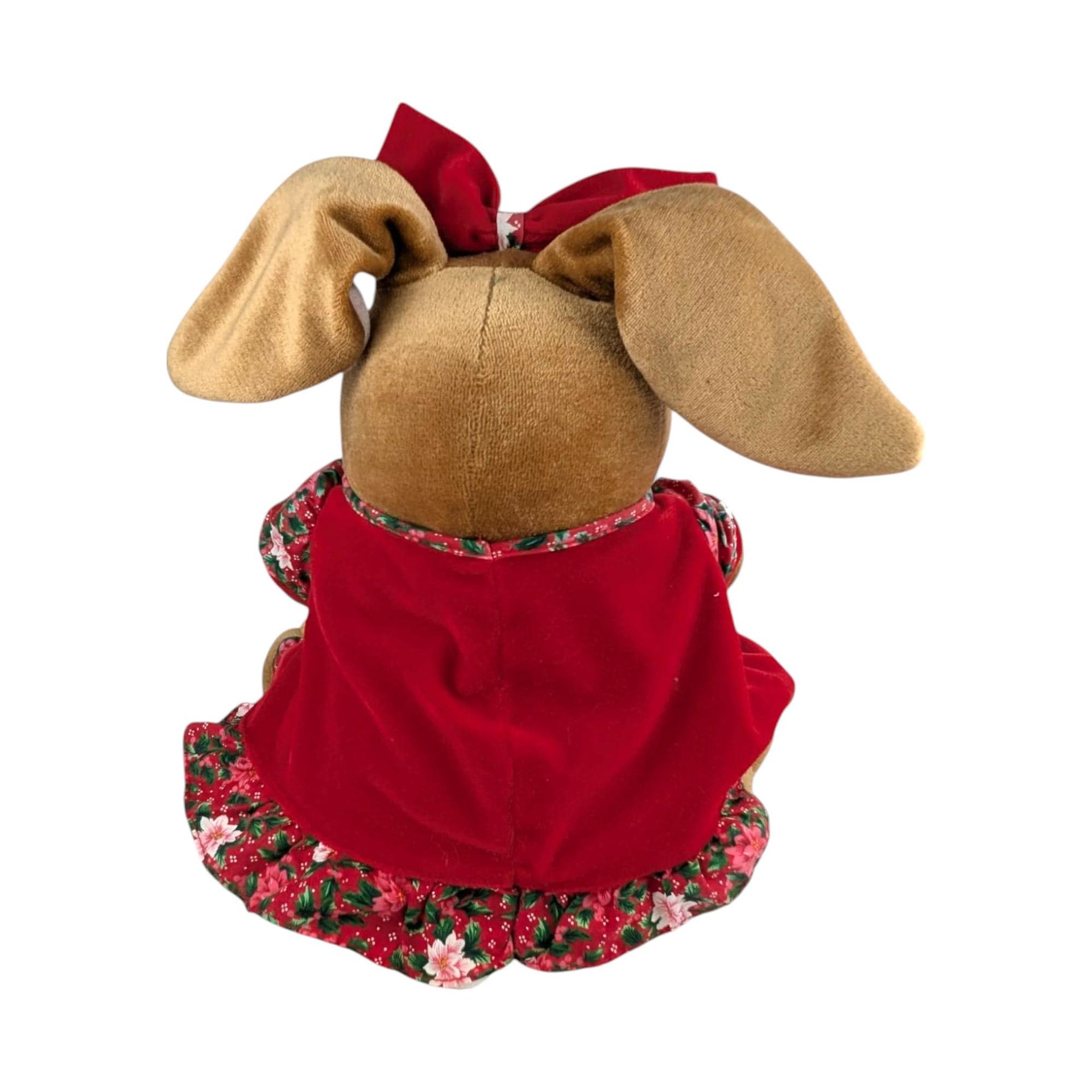 1985 Commonwealth Velveteen Rabbit Christmas Bunny Plush, Vintage Holiday Decor, Collectible Stuffed Animal, Gift for Rabbit Lovers