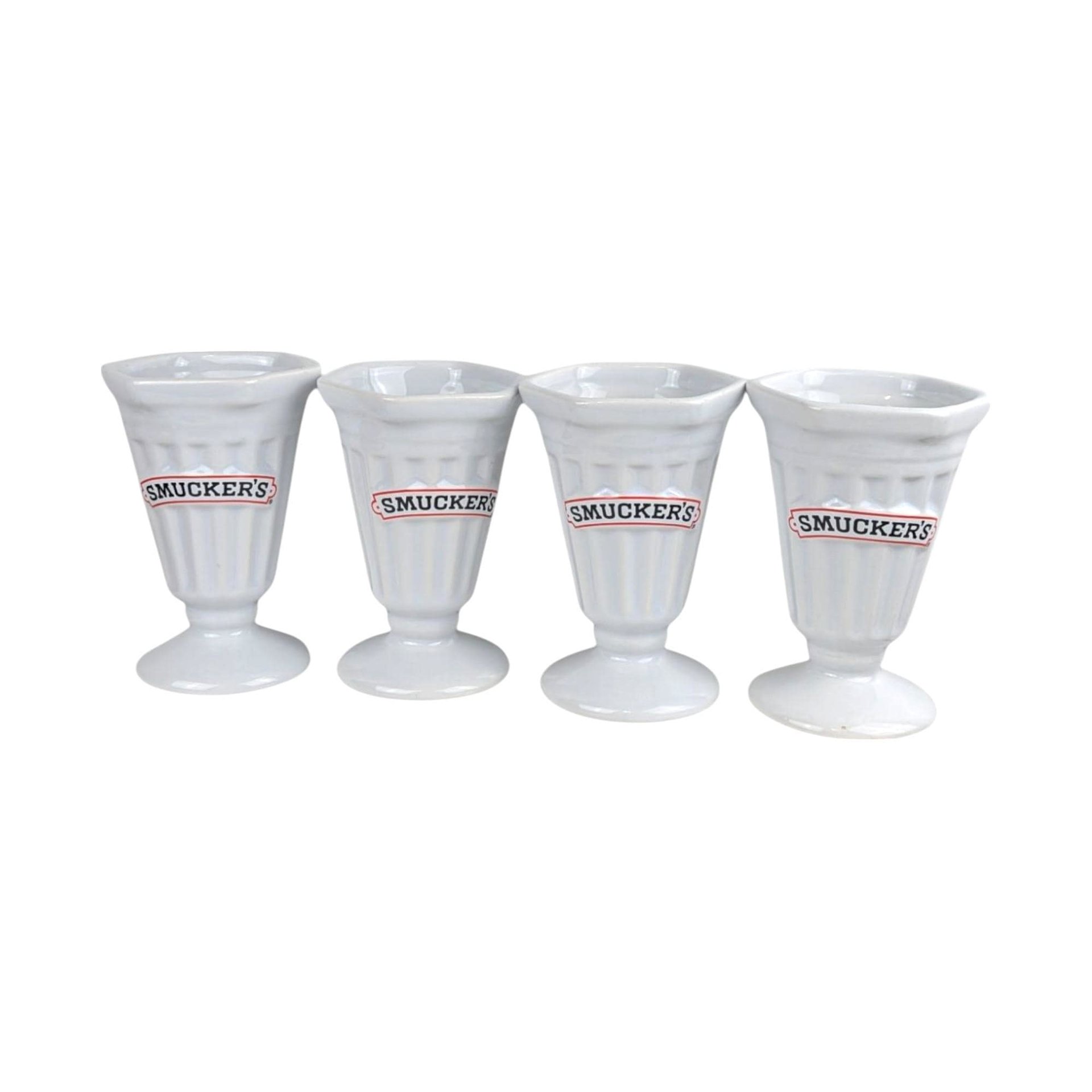 Vintage Smuckers Ceramic Ice Cream Cups, Set of 4, Sundae Dishes, Collectible Kitchenware, Smuckers Memorabilia, Ice Cream Party