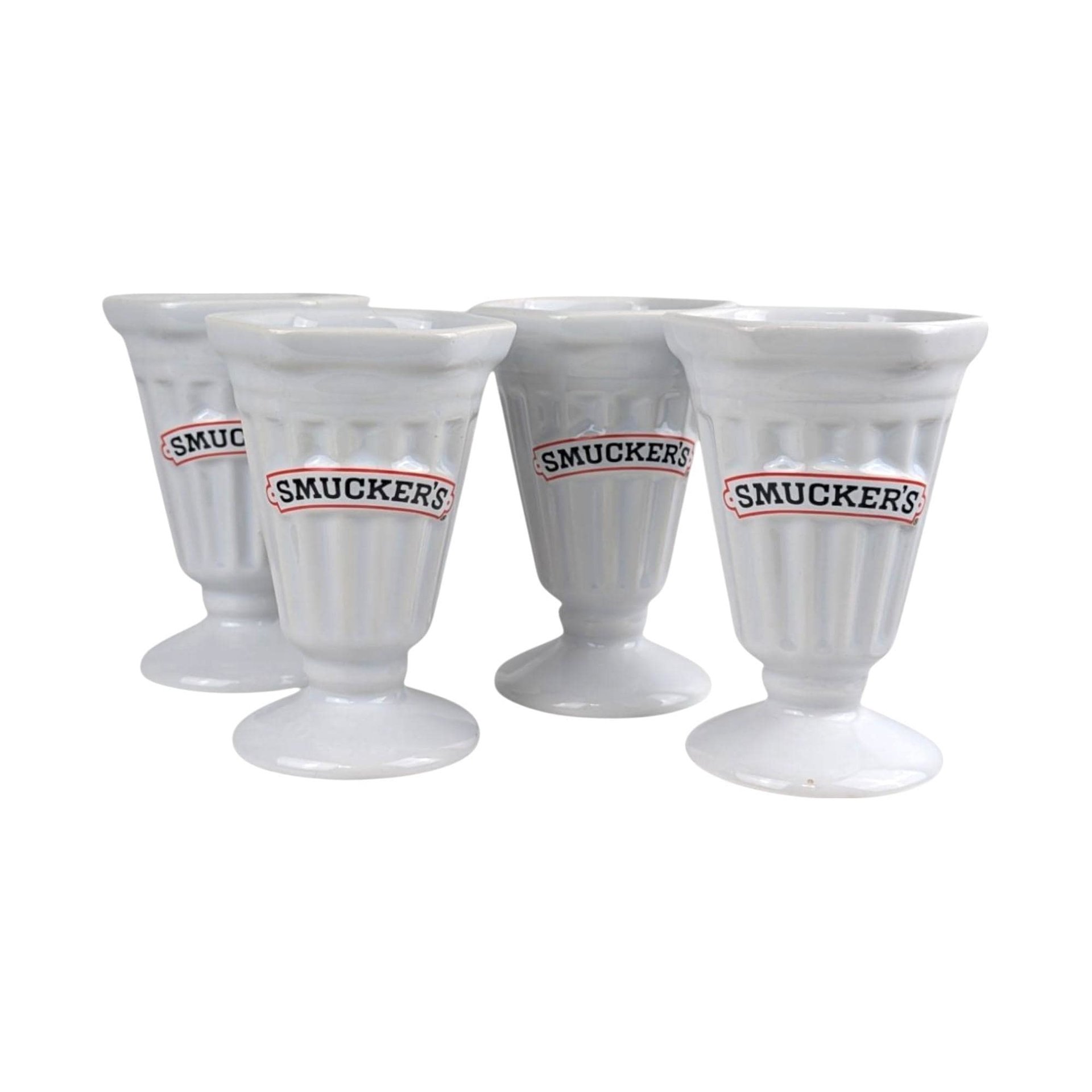 Vintage Smuckers Ceramic Ice Cream Cups, Set of 4, Sundae Dishes, Collectible Kitchenware, Smuckers Memorabilia, Ice Cream Party