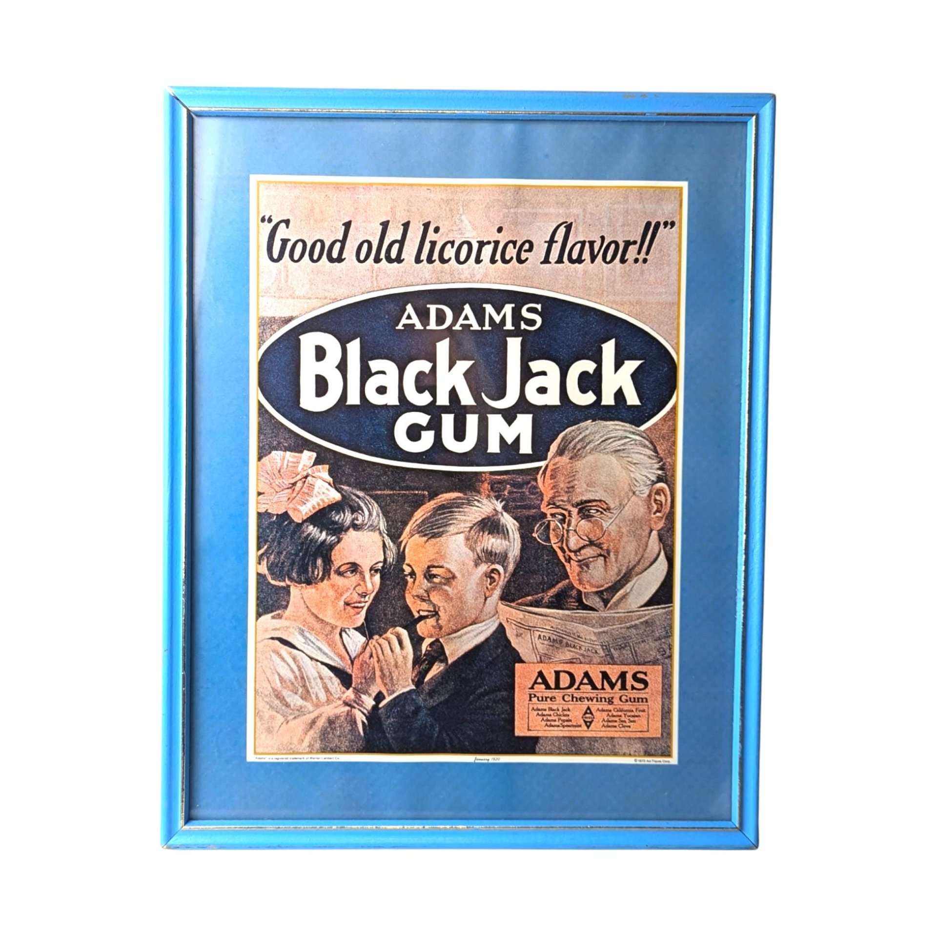 Set of 3 Vintage Framed Ad Prints, Black Jack Gum, Maxwell House Coffee, Postum Beverage, Retro Decor, Advertising Art