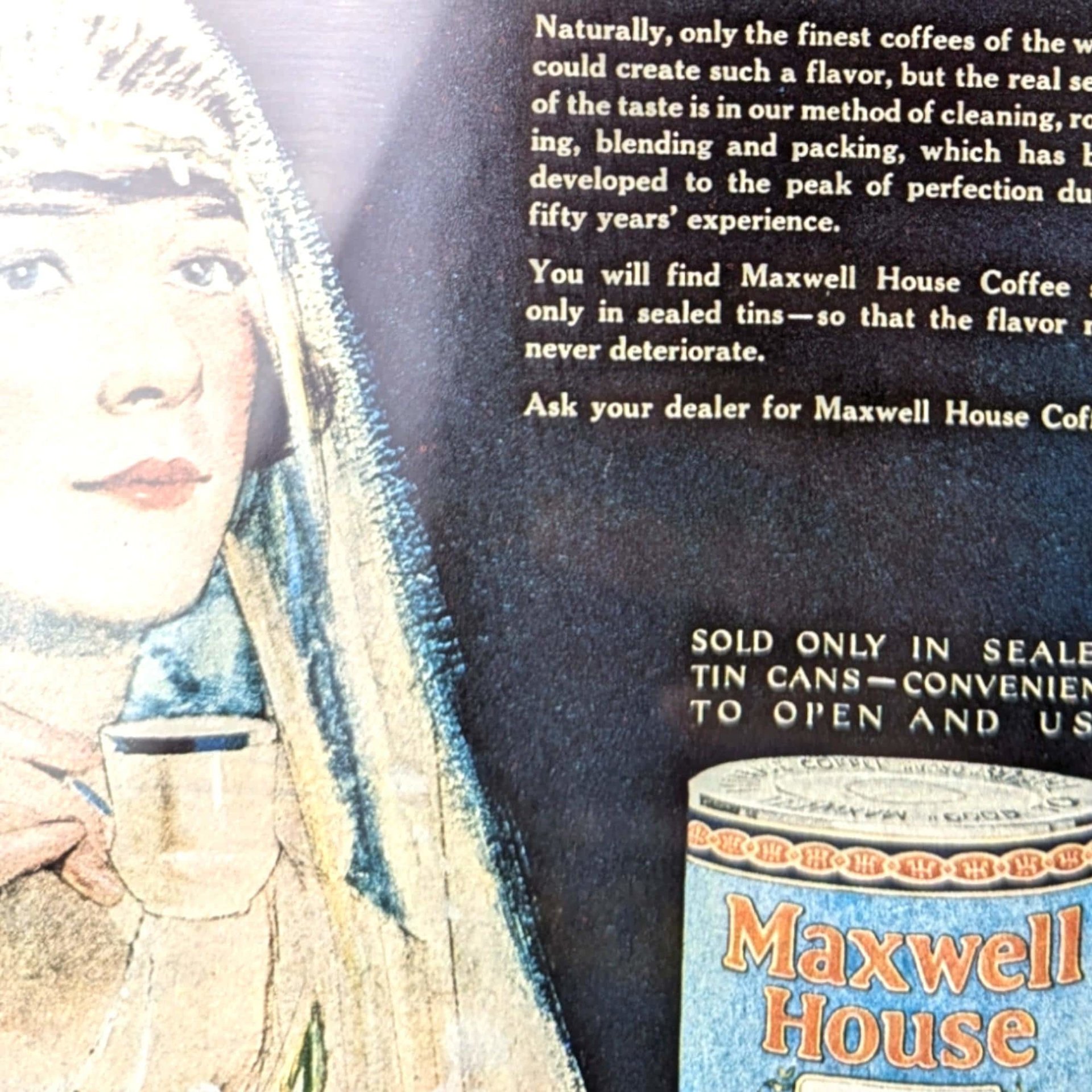 Set of 3 Vintage Framed Ad Prints, Black Jack Gum, Maxwell House Coffee, Postum Beverage, Retro Decor, Advertising Art