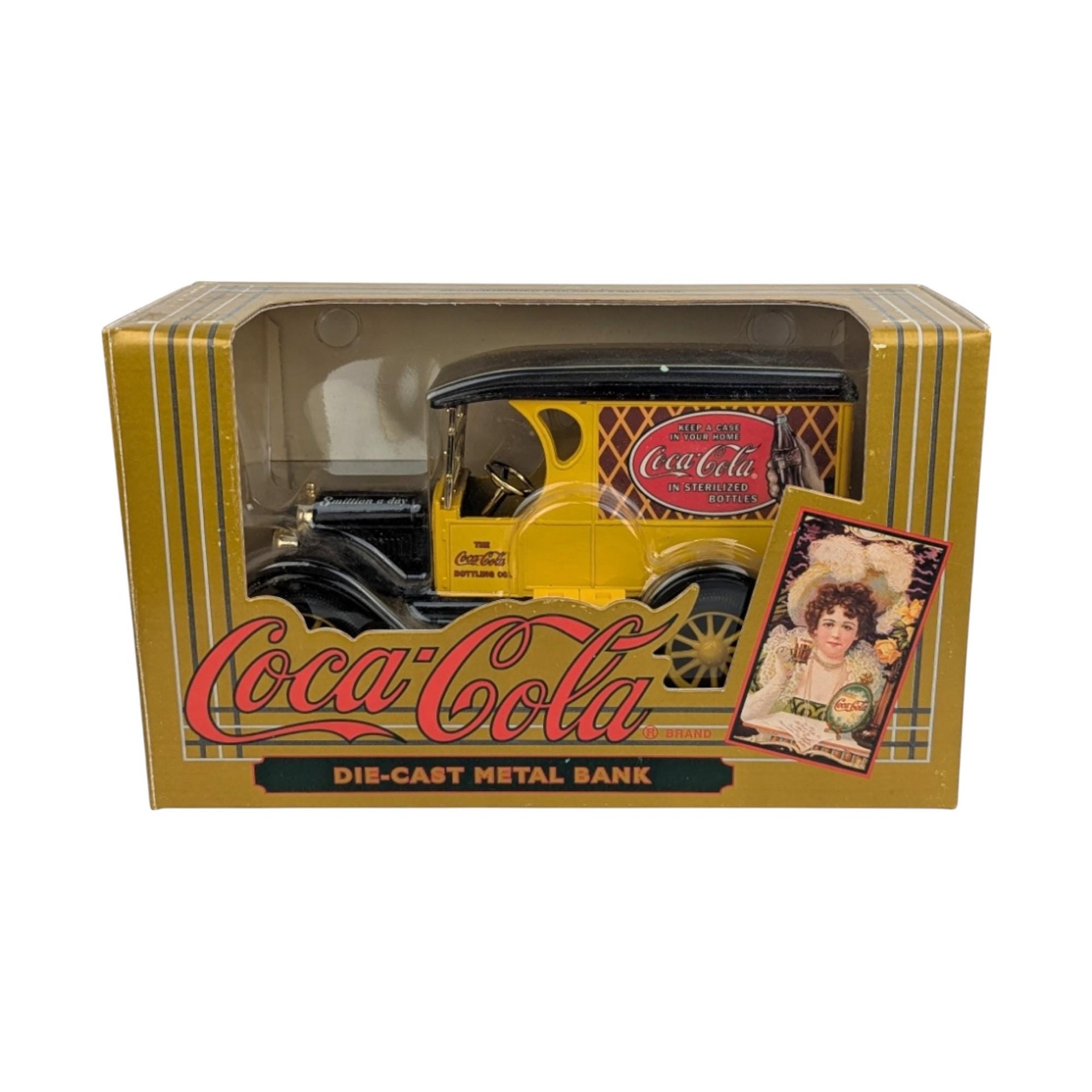 Vintage Coca Cola Polar Bear Snowboard Toy & 1993 Die-Cast Metal Truck Bank, New in Box, Collectible Coca Cola Memorabilia