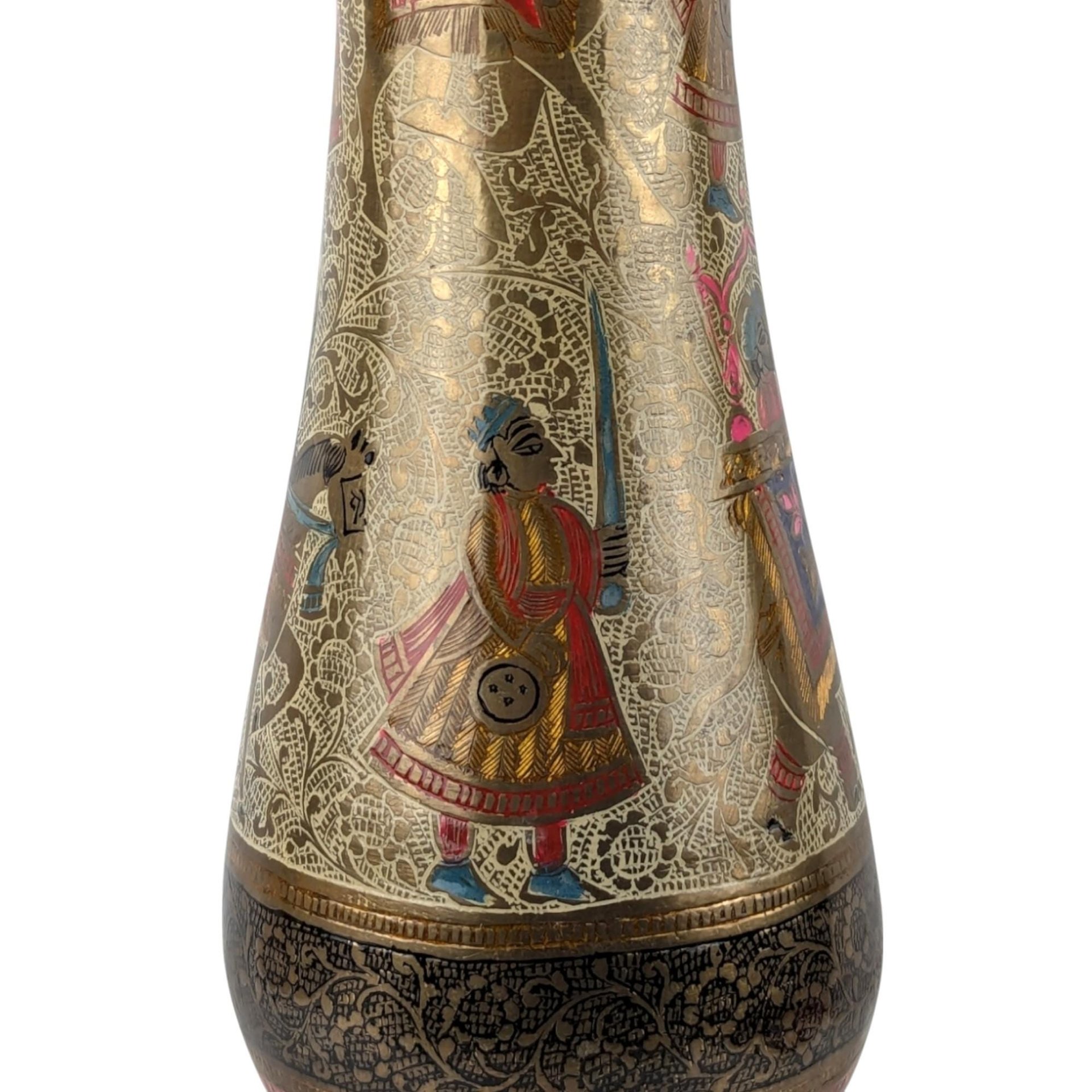 Vintage Ornate Brass Vase: 11.75" Tall Floral Engraved Design