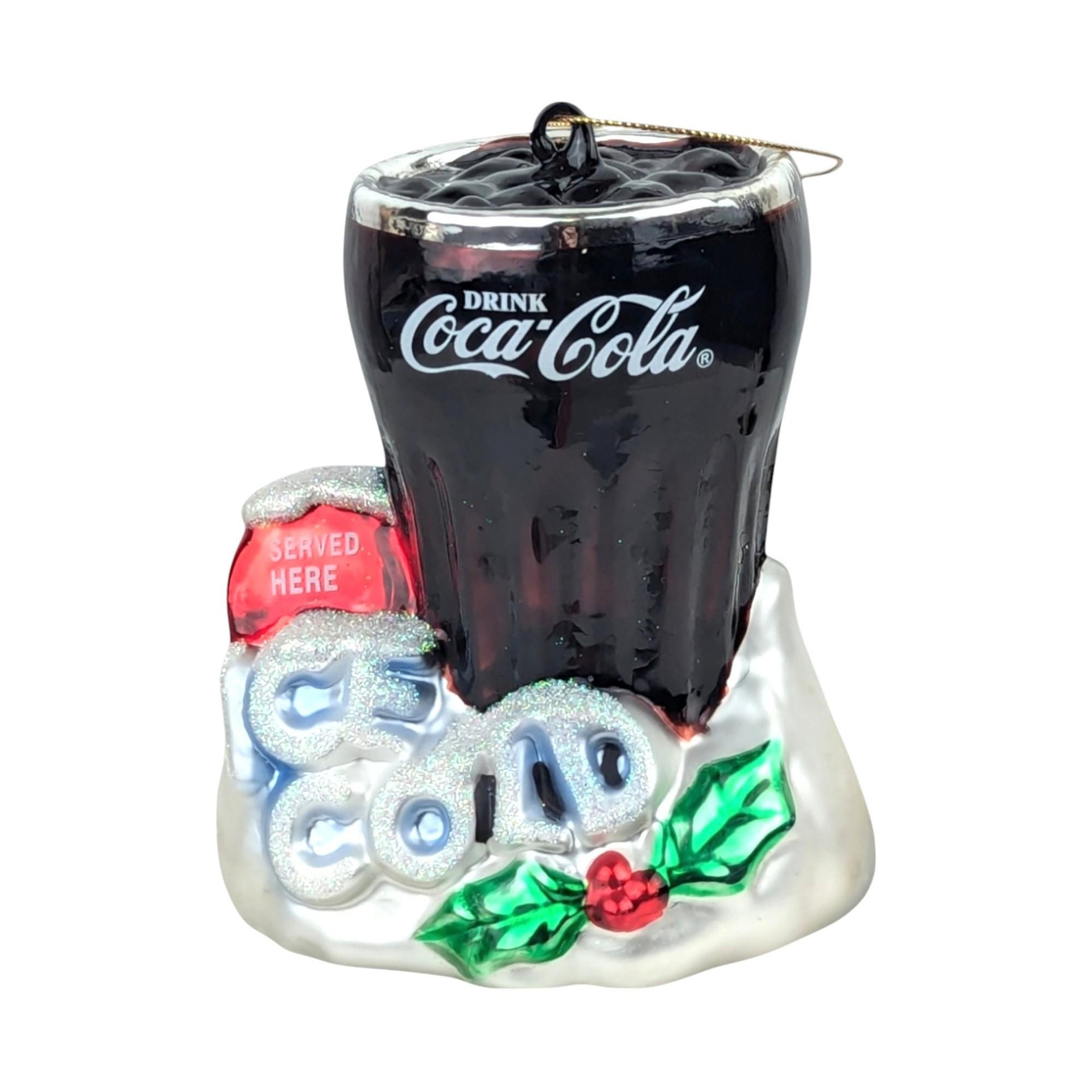 Vintage Coca-Cola Blown Glass Ornament: "Served Here" Christmas Decor