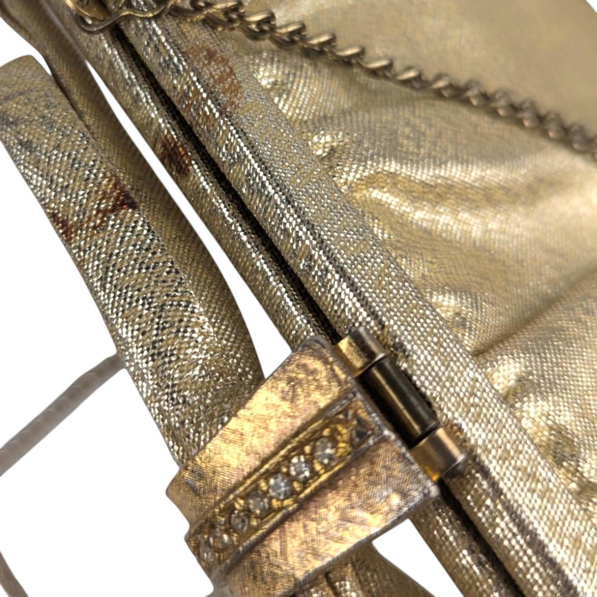 Vintage Gold Handbag, Evening Bag, Clutch Purse, Rhinestone Clasp, Retro Style, Mid-Century Fashion