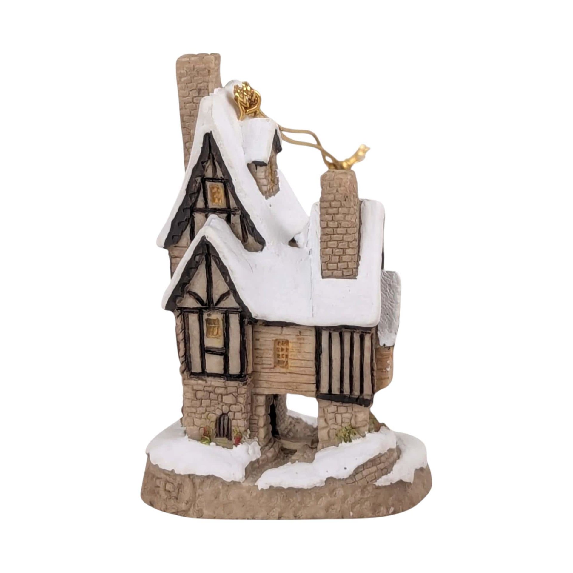 Set of 4 Vintage David Winter Christmas Ornaments, Fairytale Castle, Tudor Manor, Collectible Holiday Decor, Gift for Collector