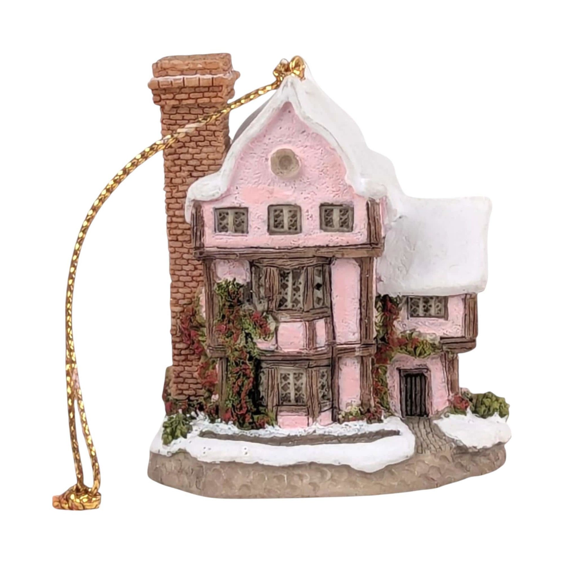 Set of 4 Vintage David Winter Christmas Ornaments, Fairytale Castle, Tudor Manor, Collectible Holiday Decor, Gift for Collector