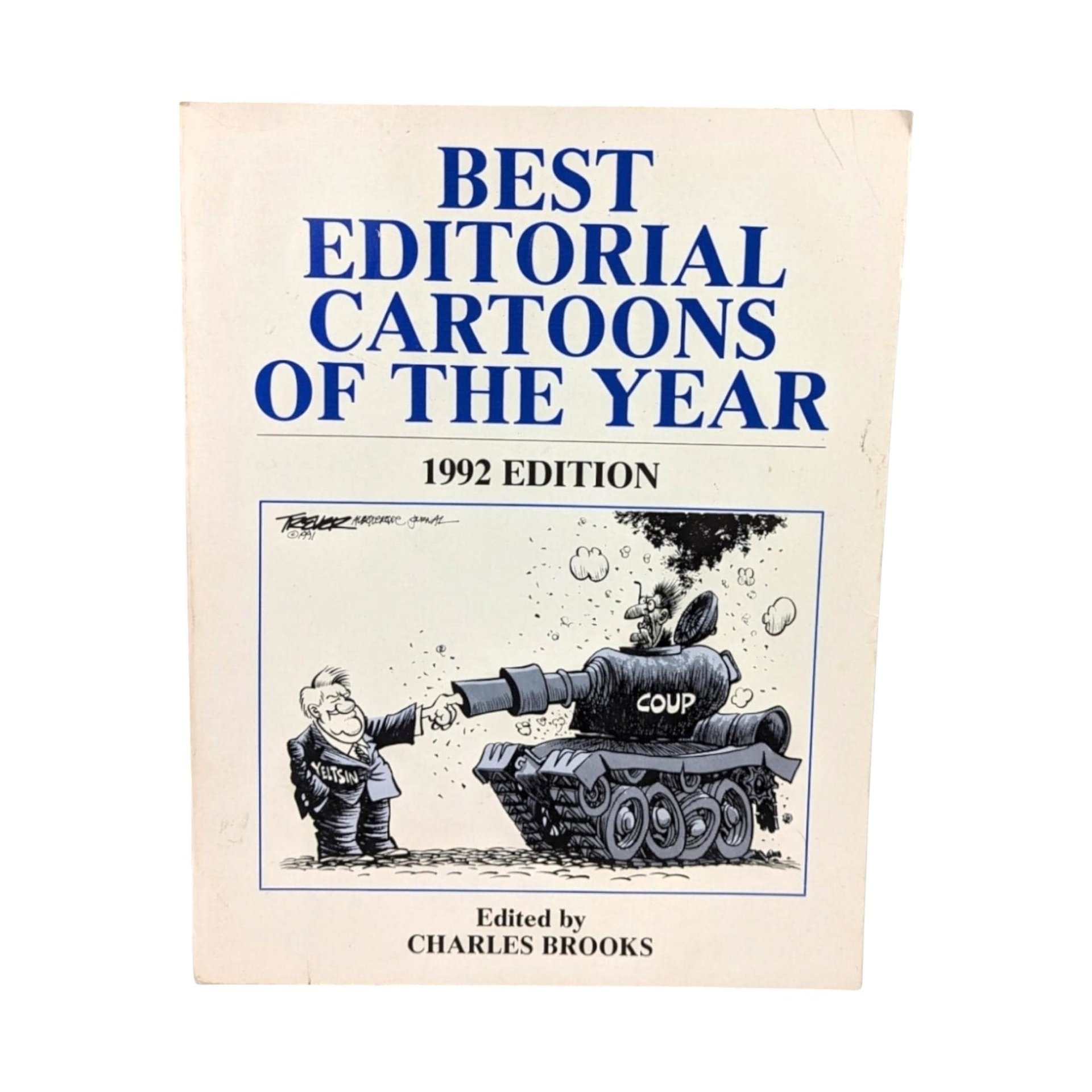 1992 Best Editorial Cartoons of the Year | Charles Brooks | Political Cartoons | Vintage Book | History Buff Gift