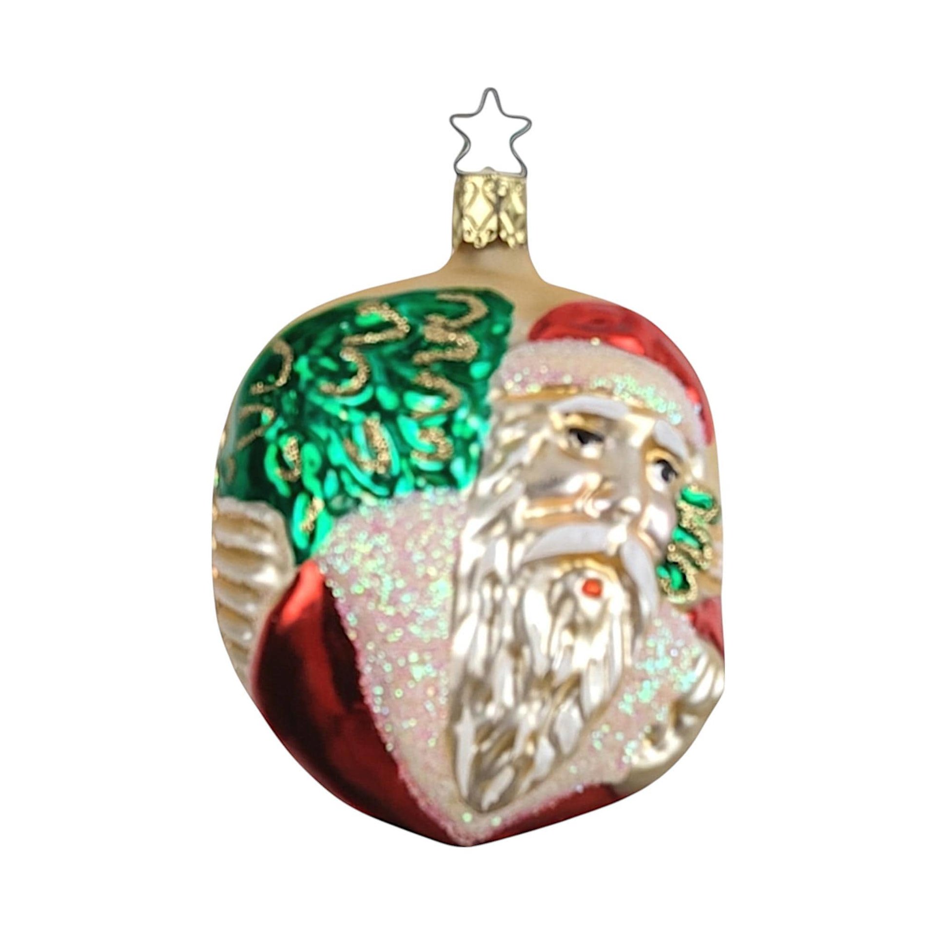 Vintage Blown Glass Christmas Ornament, Old World Santa Claus, Hand-Painted