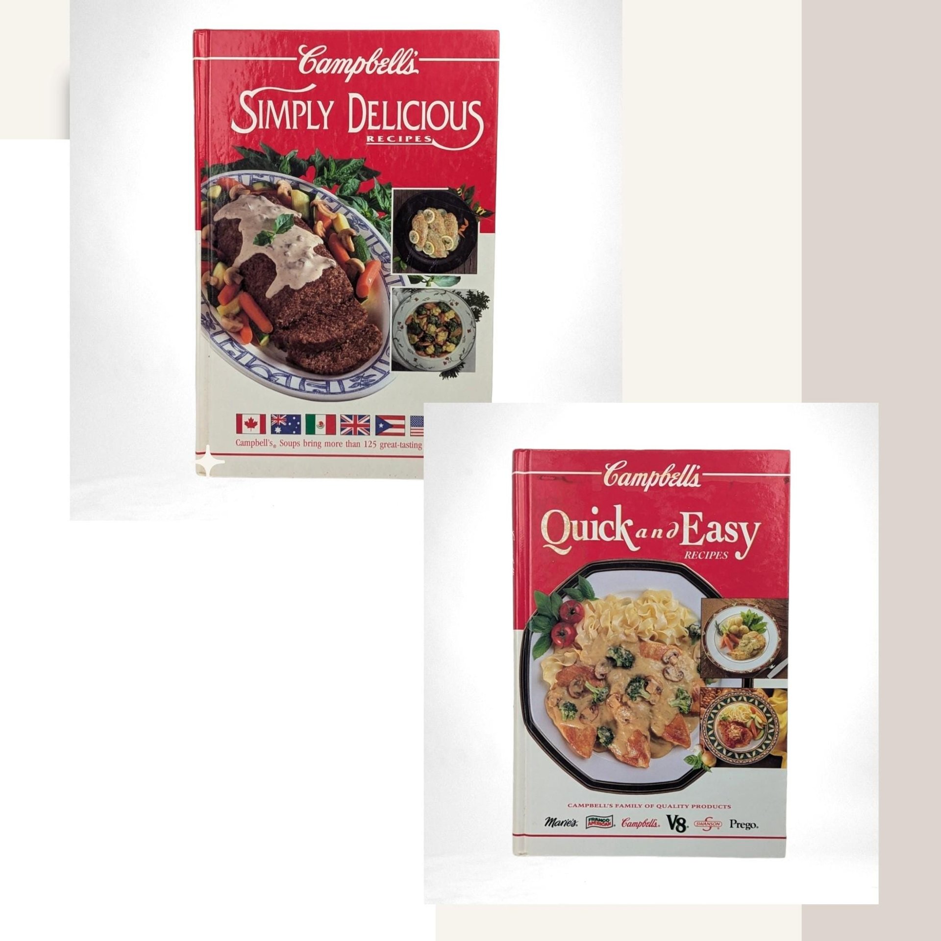 Vintage Campbell's Cookbook Pair - 1990s Simply Delicious & Quick and Easy Recipes - Classic Soup Dishes - Gift for Home Cook