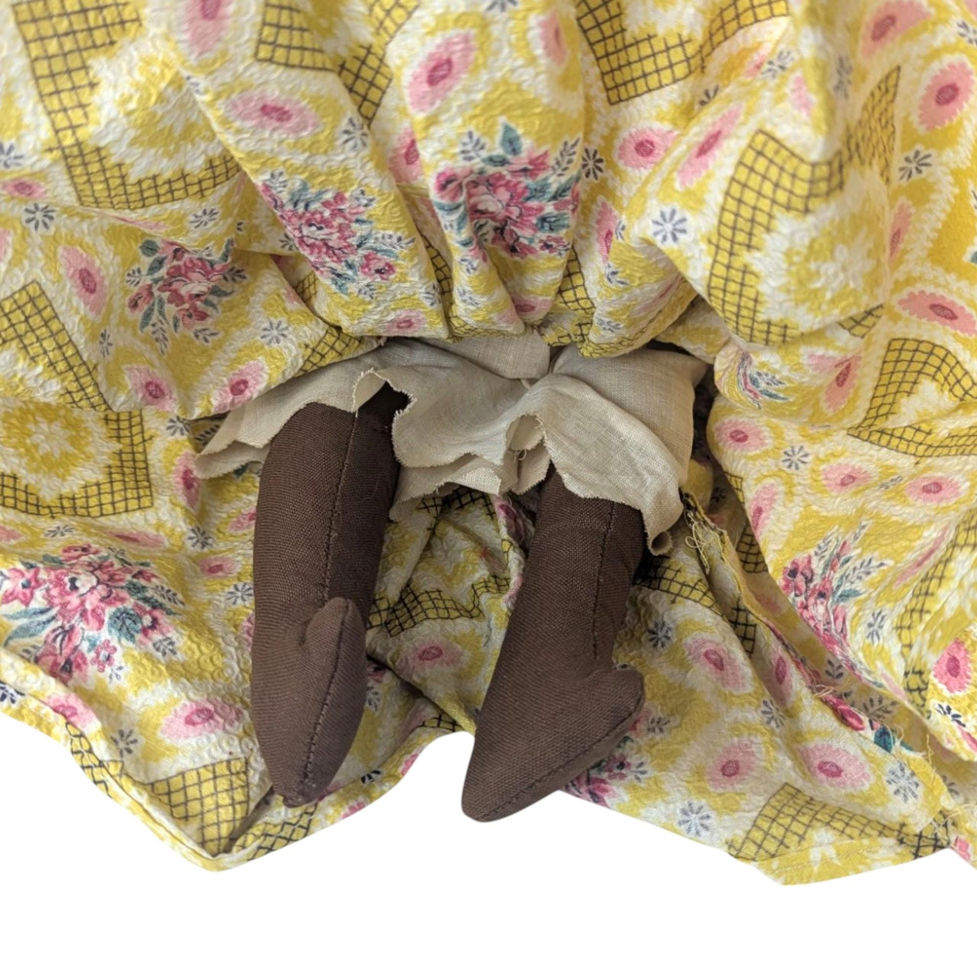 Vintage 14.5" Porcelain Island Doll with Fabric Dress, Hand-Sewn Details, Collectible Ethnic Doll, Gift for Doll Collectors, Display Decor