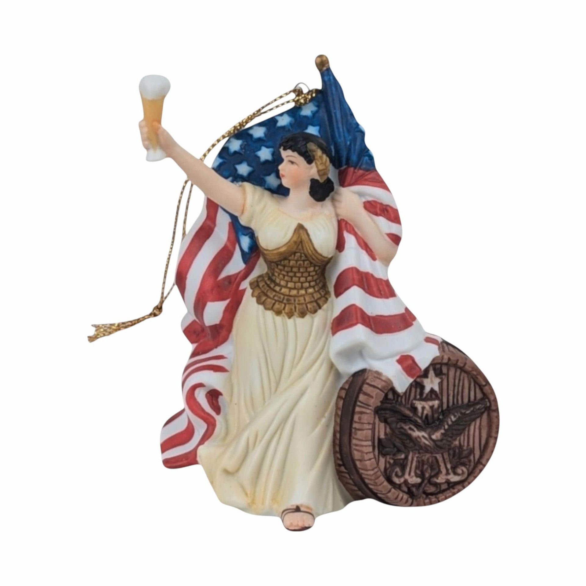1992 Anheuser Busch Ceramic Lady Ornament Pair - Budweiser Collectible, Patriotic Holiday Decor, Beer Lover Gift