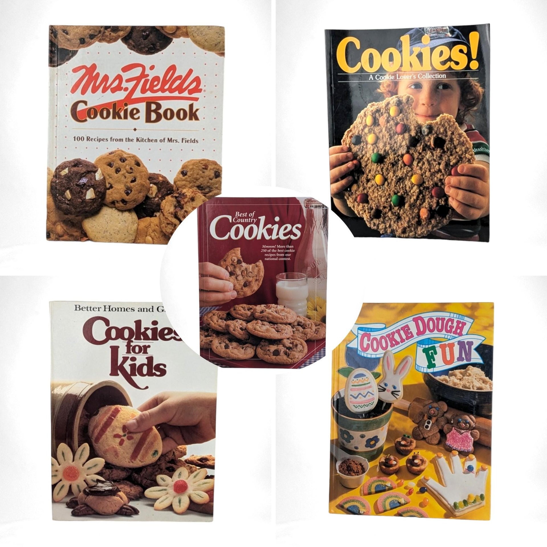 Vintage Cookie Cookbook Collection - Mrs. Fields, BHG Kids, Country Cookies, 90s Baking Recipes - Gift for Bakers