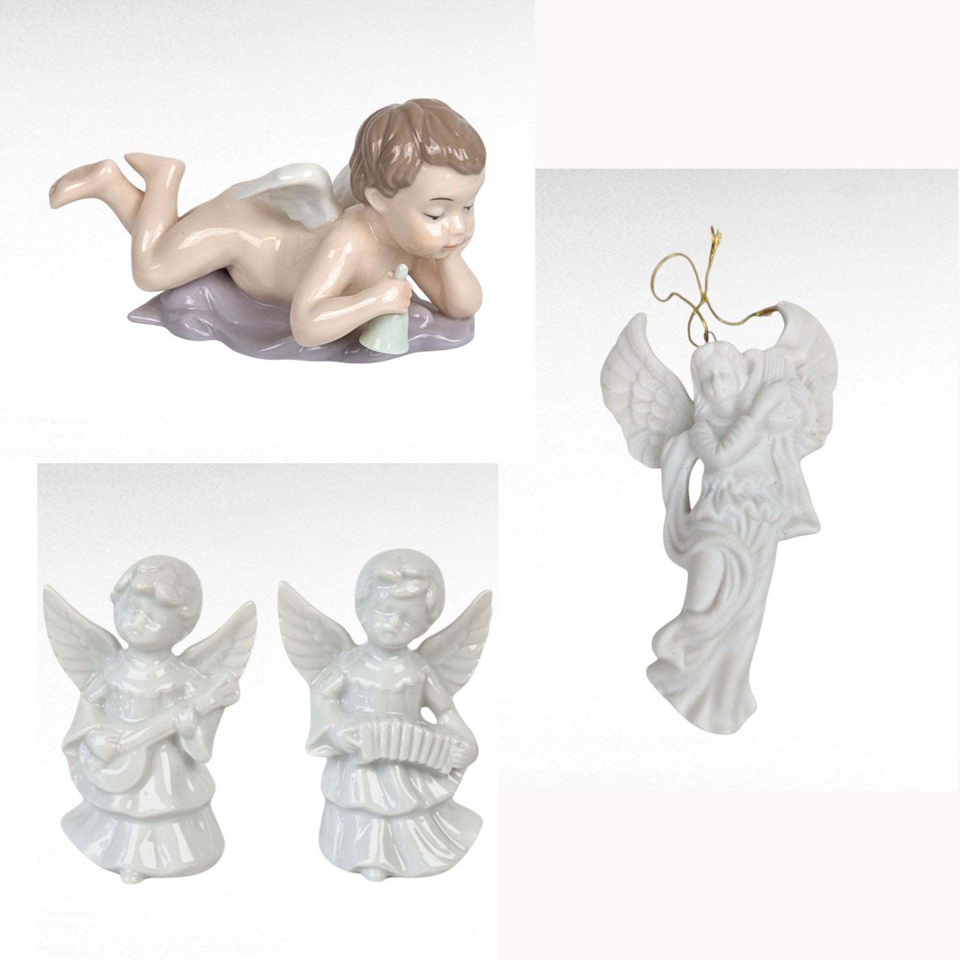 Vintage Angel Christmas Lot, Porcelain Cherub Figurine, Angel Ornament, Midwest Angels, Holiday Decor, Angel Collector Gift