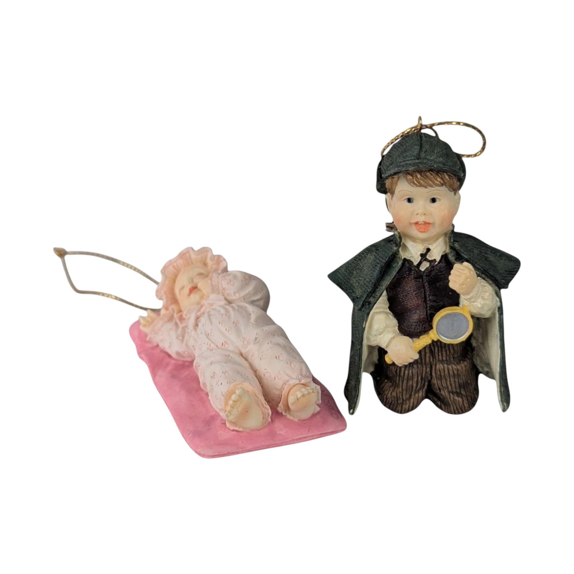 Vintage Ashton Drake Baby Ornaments, Set of 12, Resin Figurines, Collectible Nursery Decor, Christmas Tree Ornaments
