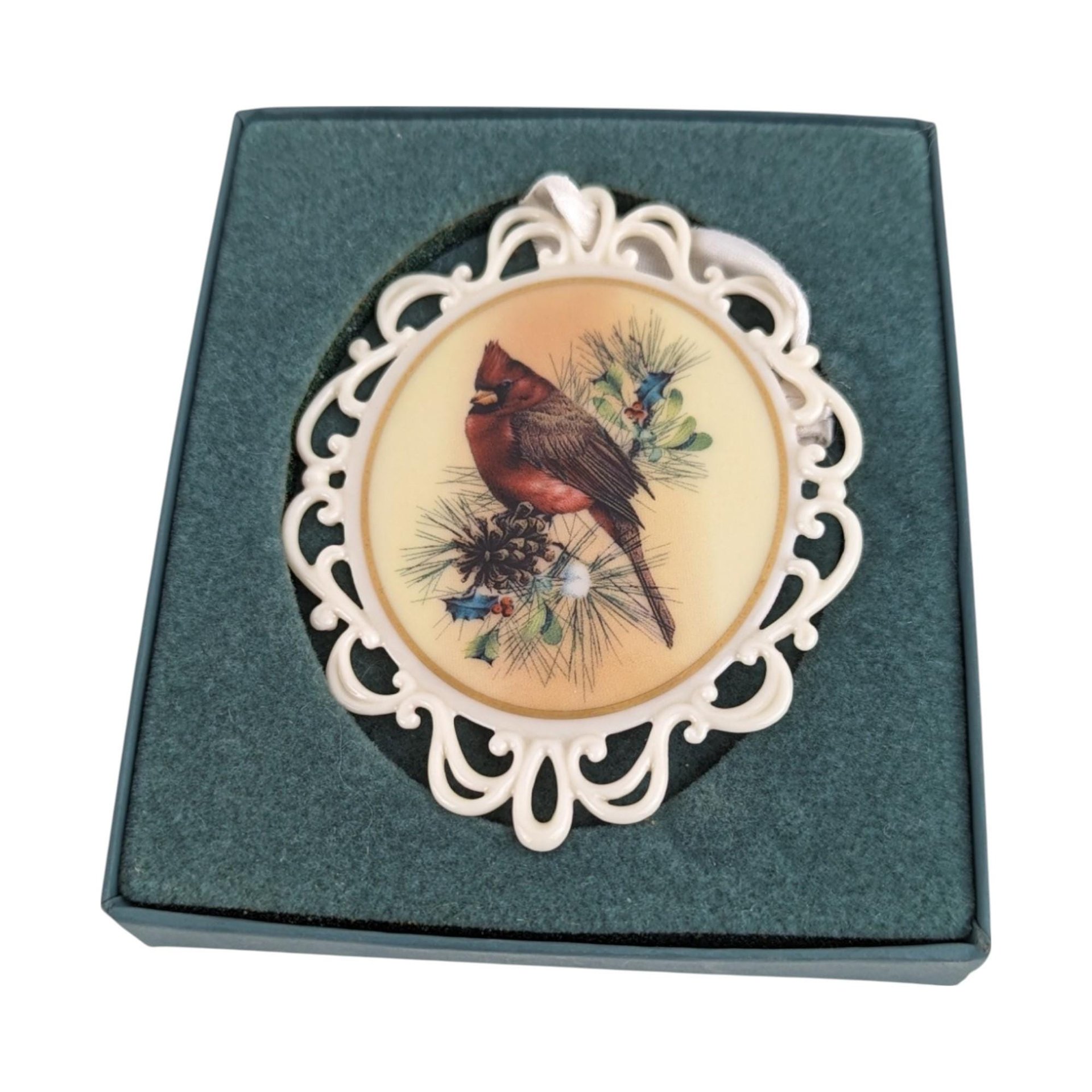 Vintage Lenox Winter Greetings Cardinal Ornament | Porcelain Christmas Ornament | Catherine McClung | Collectible Lenox