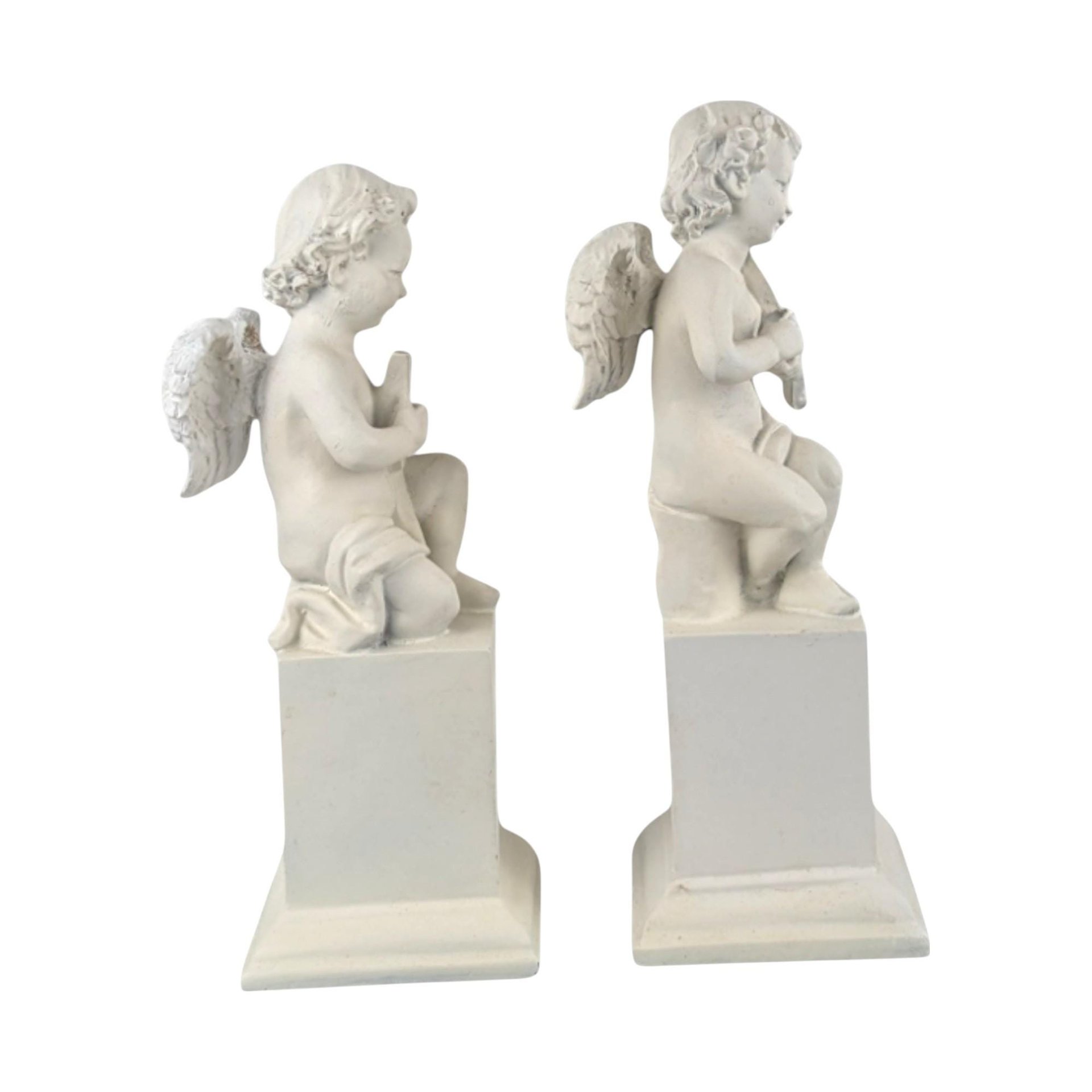 Vintage White Cherub Figurines, Musical Cherub Statues, Resin Cherub Decor, Angel Decor, Home Decor, Gift for Angel Lovers