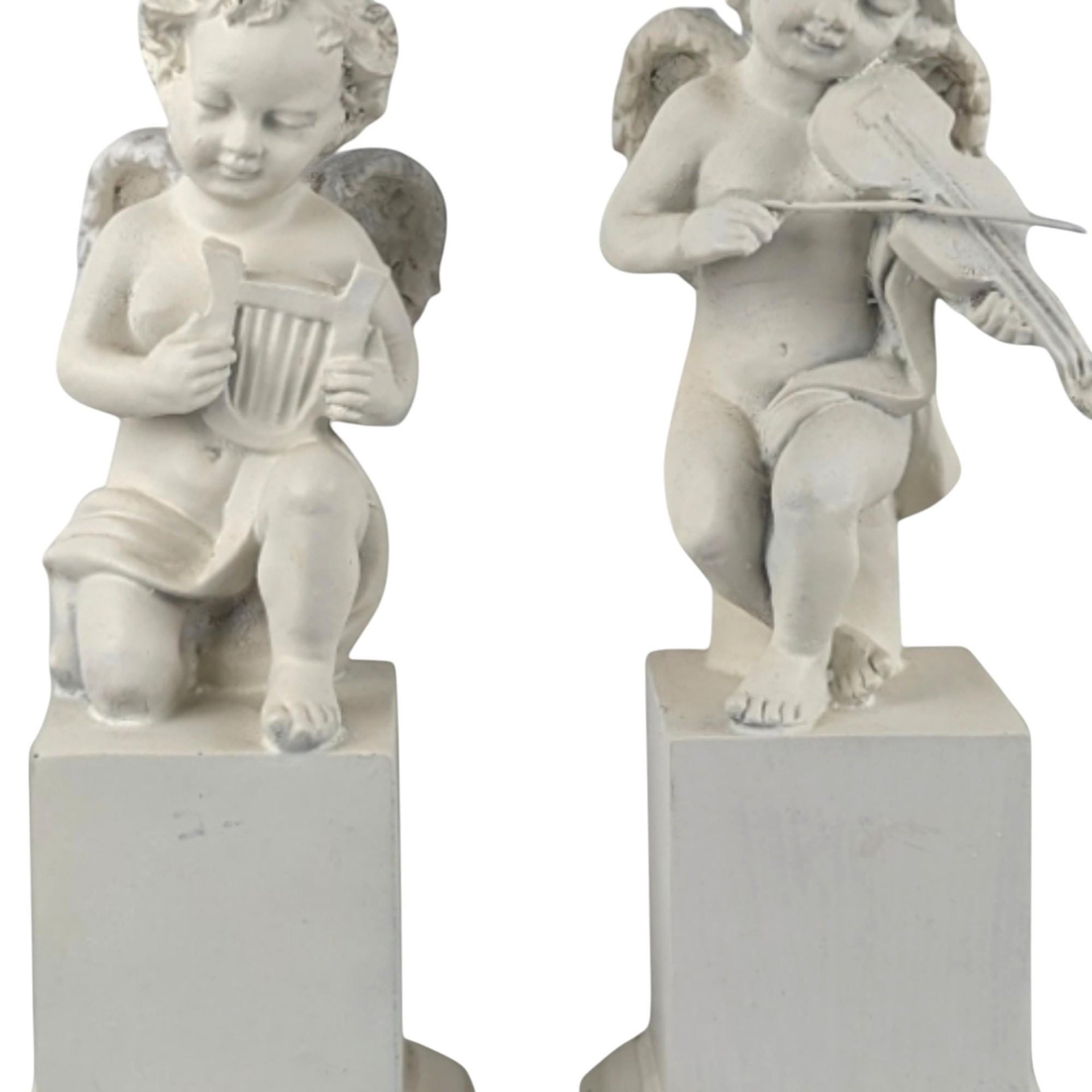 Vintage White Cherub Figurines, Musical Cherub Statues, Resin Cherub Decor, Angel Decor, Home Decor, Gift for Angel Lovers