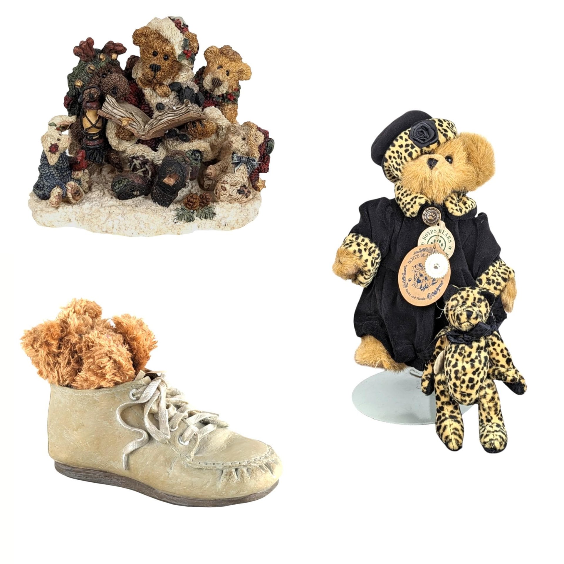 Vintage Boyds Bears Figurines, Grenville Storyteller, Bailey Plush with Dottie, Walker Bear-Foot Friends, Collectible Boyds Bears