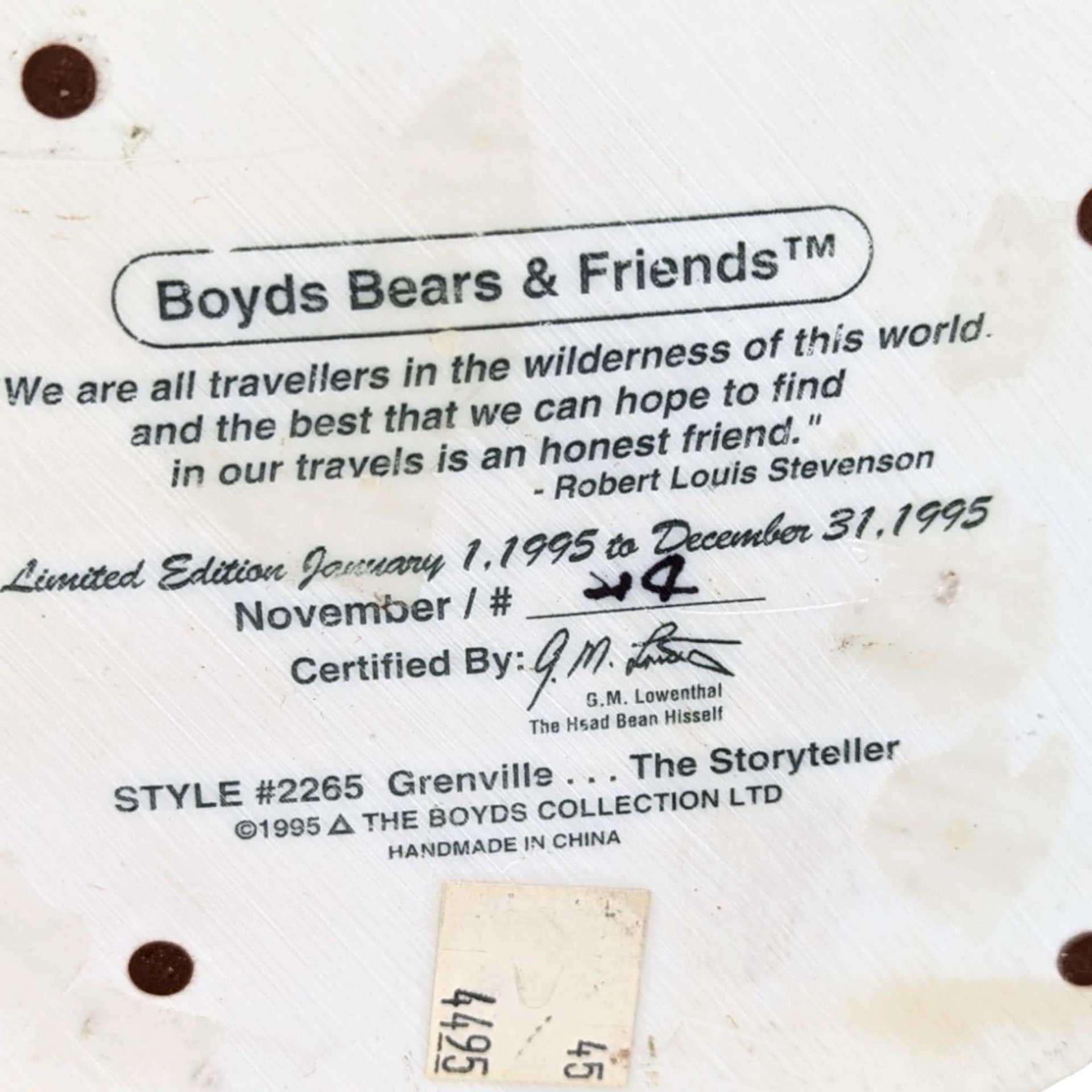 Vintage Boyds Bears Figurines, Grenville Storyteller, Bailey Plush with Dottie, Walker Bear-Foot Friends, Collectible Boyds Bears