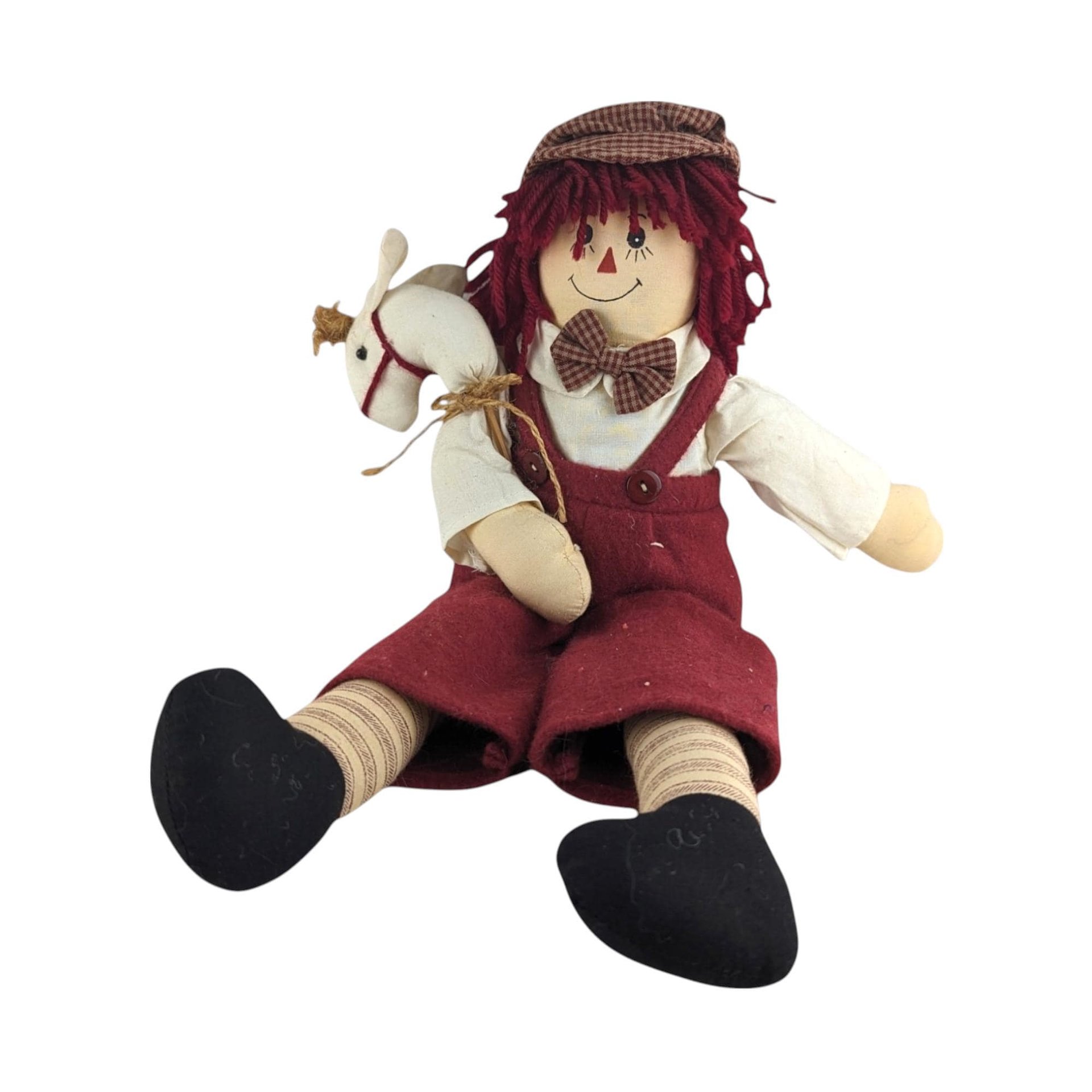 Vintage Folk Art Raggedy Andy Doll - 17" Handmade Cloth Doll