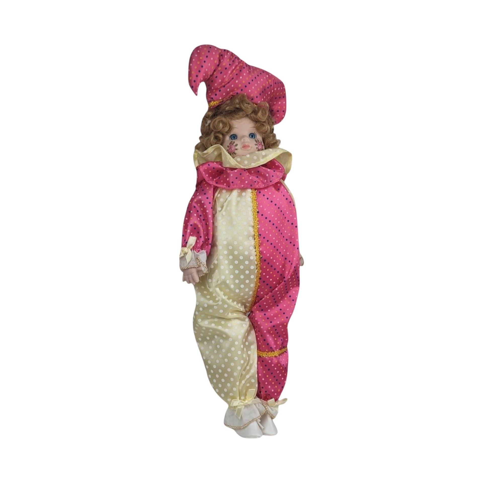 Vintage Artmark Jester Doll | Porcelain Jester Doll with Painted Face | Collectible Doll | 18 Inches Tall