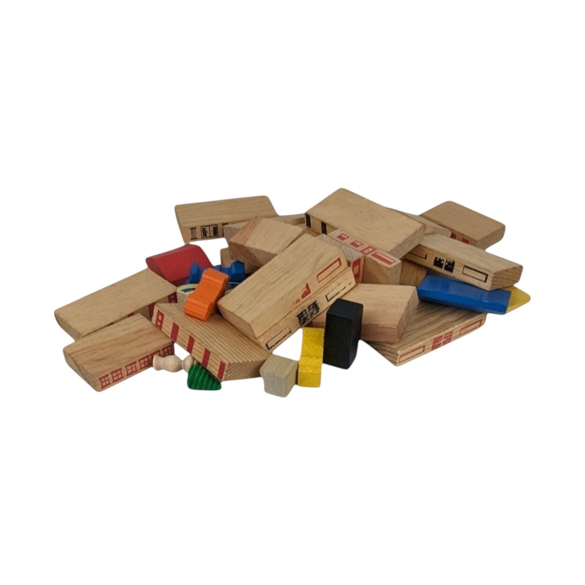 Vintage 1971 Playskool Village Wood Block Set | 91 Piece Set | Classic Wooden Blocks | Educational Toy | Collectible Playskool