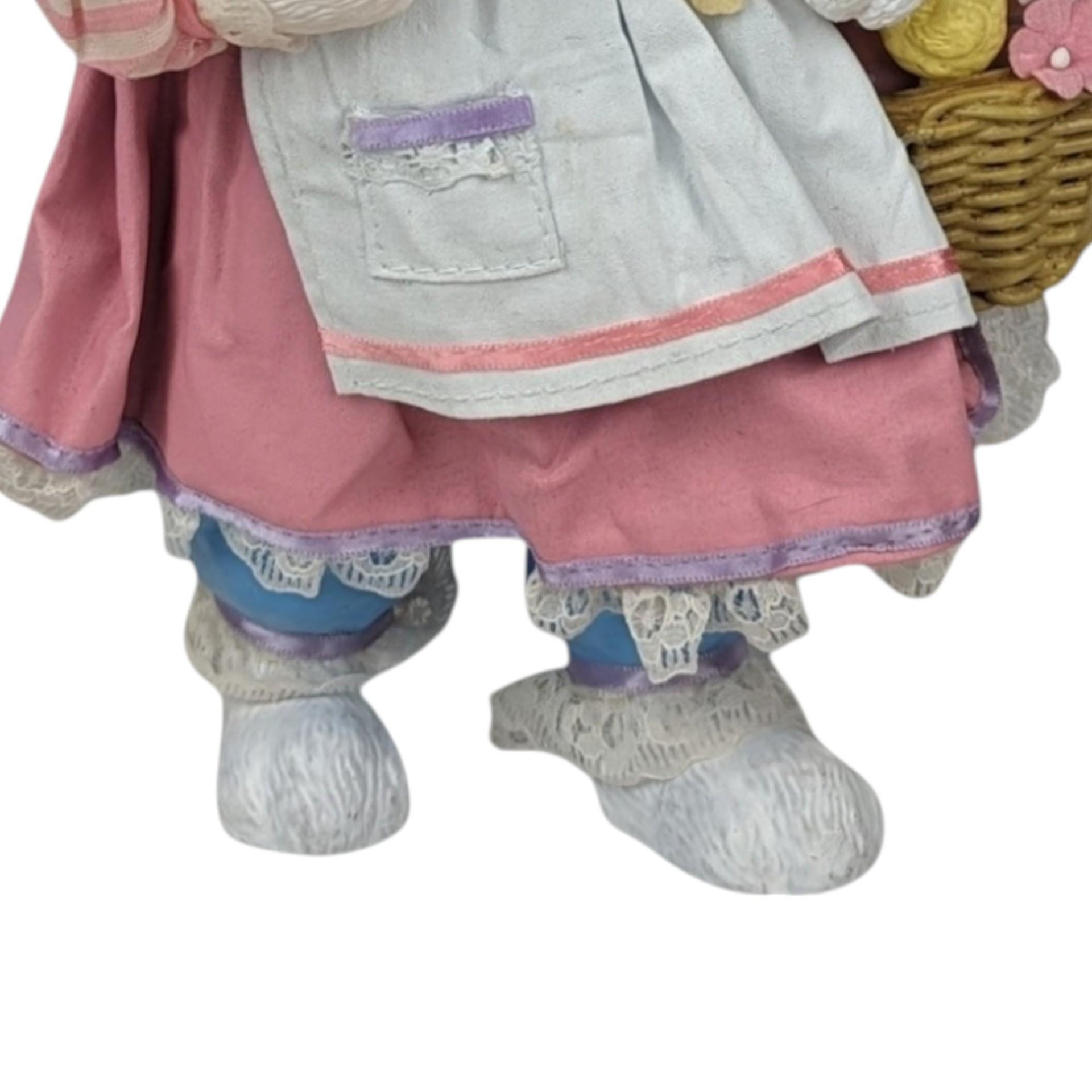 Vintage Midwest Easter Bunny Figure with Basket, Pink Dress, Easter Decor, Spring Decor, Easter Gift