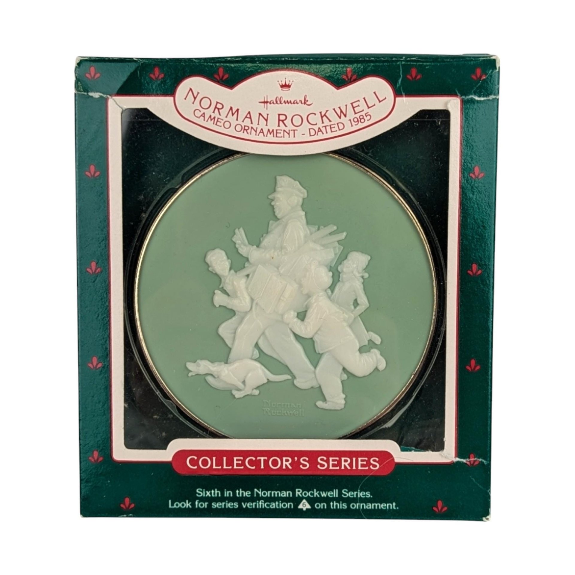 Vintage Hallmark Norman Rockwell Cameo Ornaments - 7 Piece Lot with Boxes - Collectible Christmas Decor