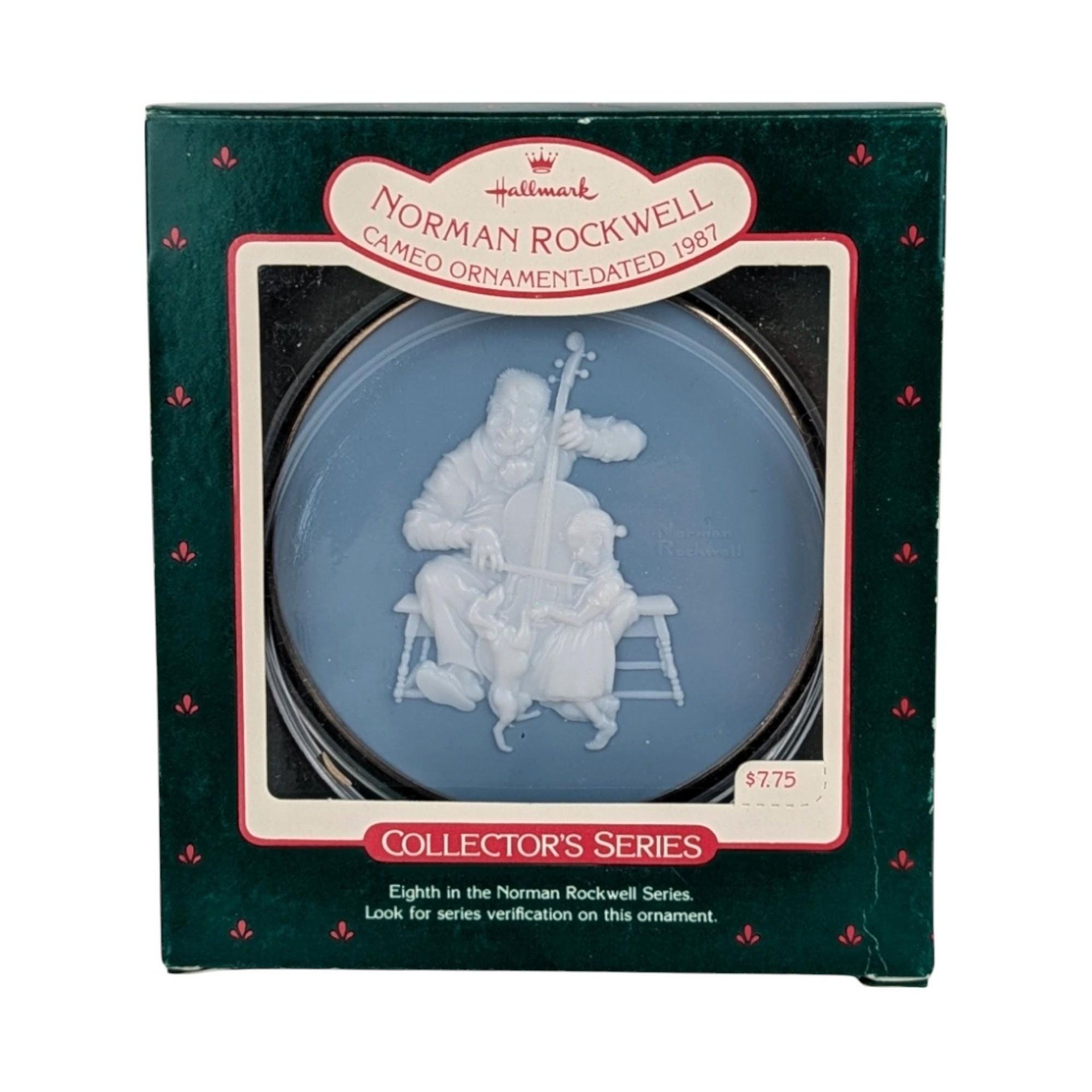 Vintage Hallmark Norman Rockwell Cameo Ornaments - 7 Piece Lot with Boxes - Collectible Christmas Decor