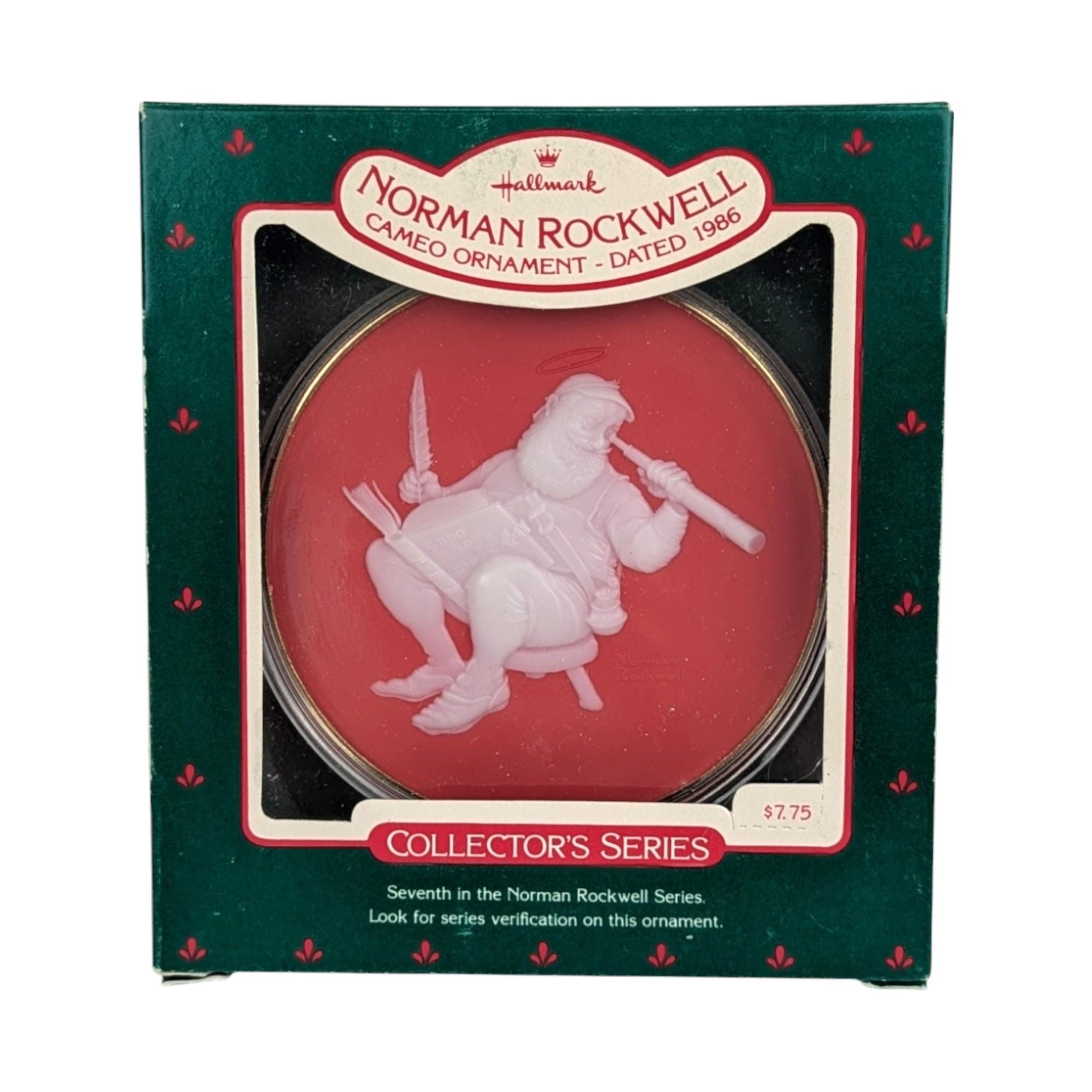 Vintage Hallmark Norman Rockwell Cameo Ornaments - 7 Piece Lot with Boxes - Collectible Christmas Decor