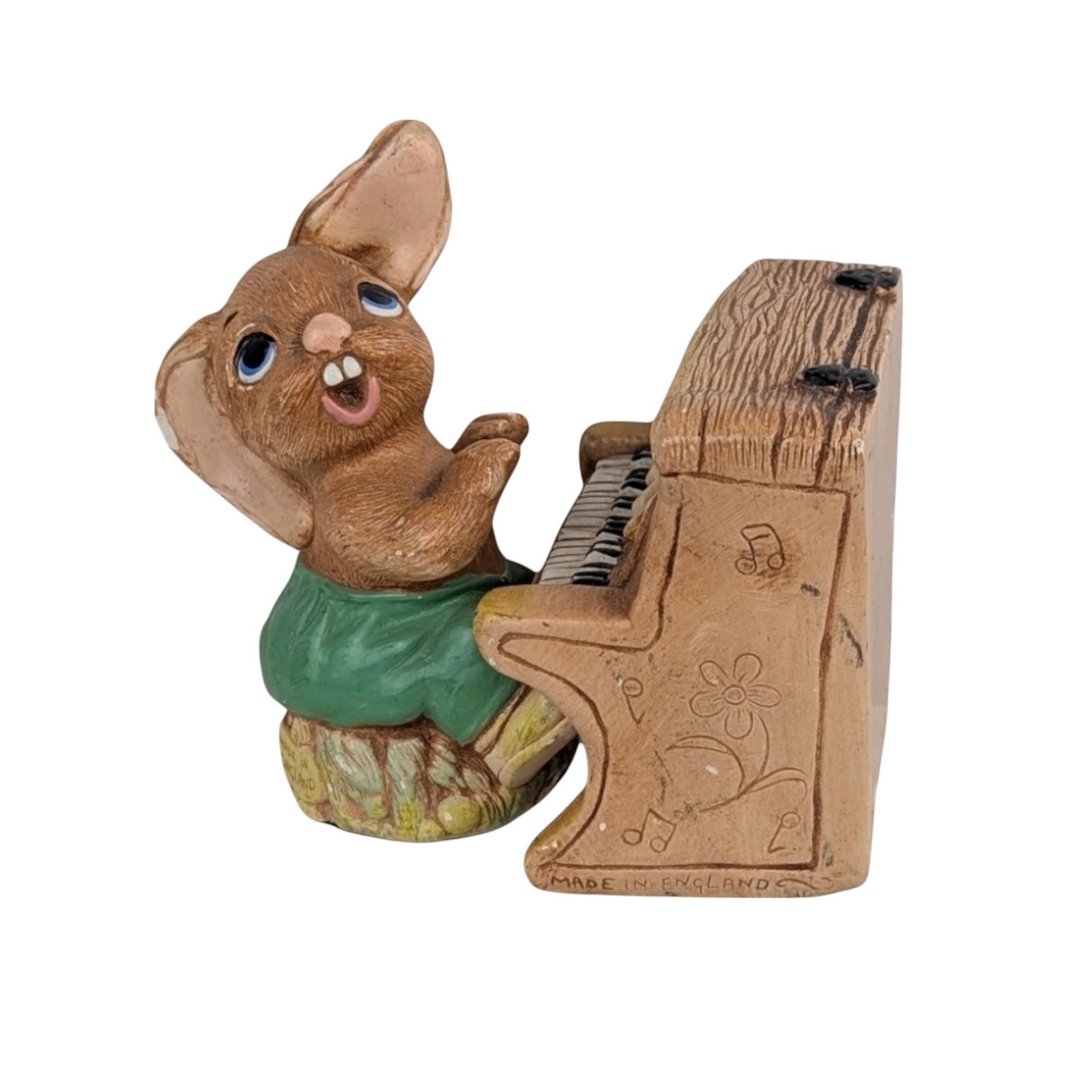 Vintage Pendelfin Figurine Set, 11 Piece Hand Painted Stone Craft Rabbits, 1956, Made in England, Gift for Collector, Nursery Decor