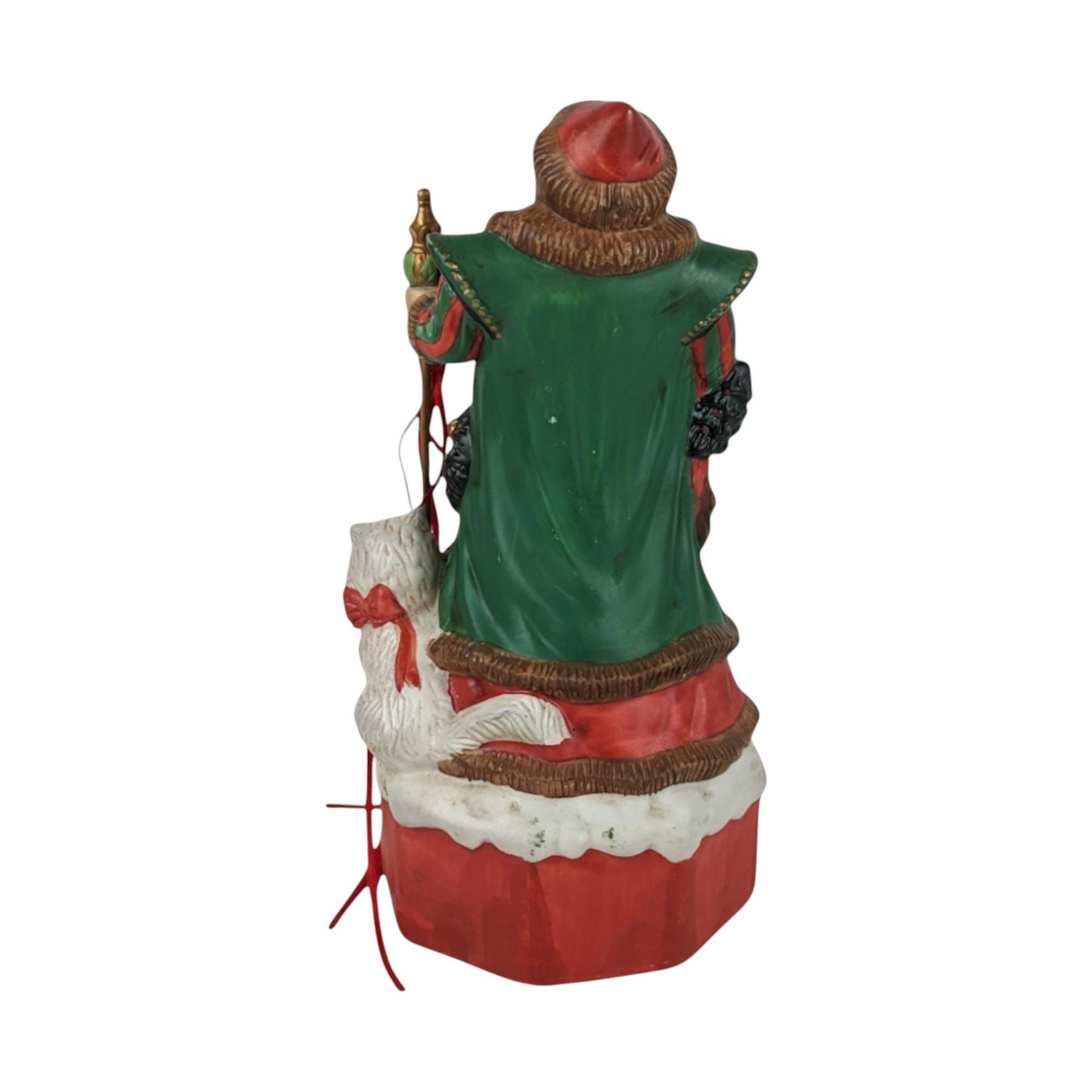 Vintage 1990s Merry Old Soul Ceramic Santa Music Box, 10 Inches Tall, Christmas Decor, Holiday Music Box, Gift for Collector