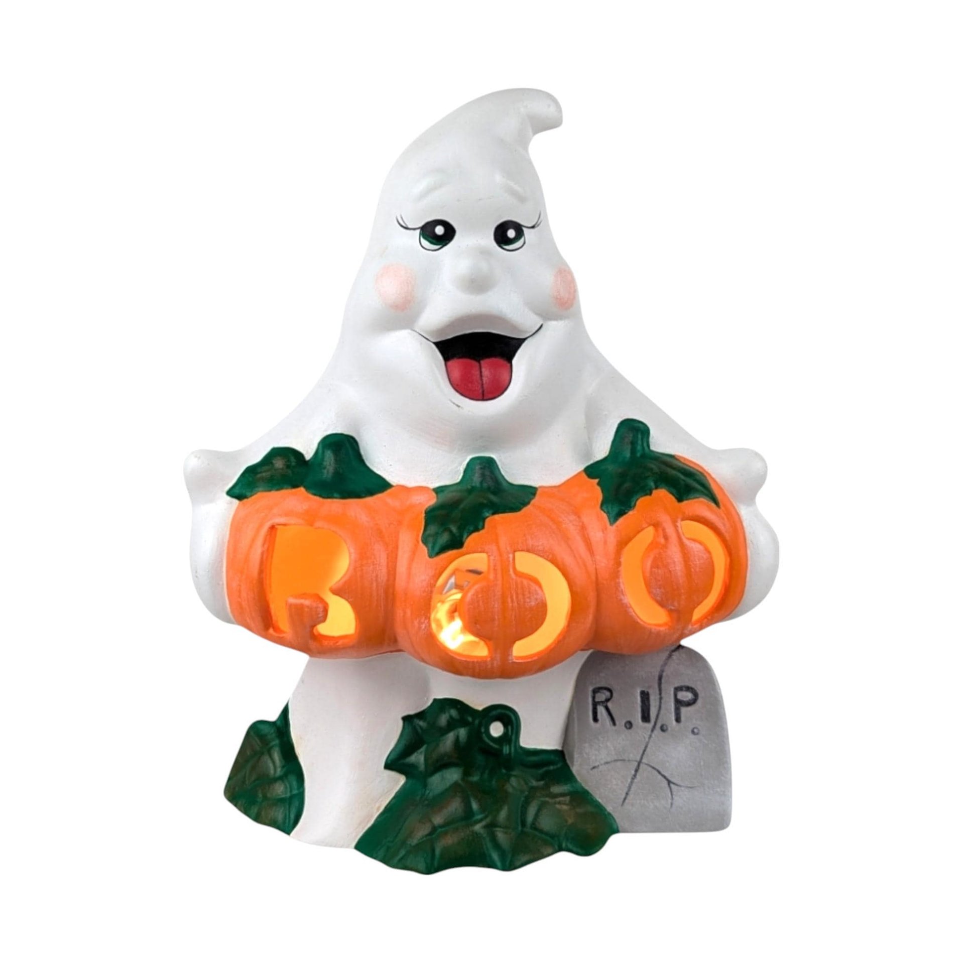 Vintage Ceramic Ghost Light, Halloween Decoration, Spooky Decor, Night Light, Gift for Halloween Lover