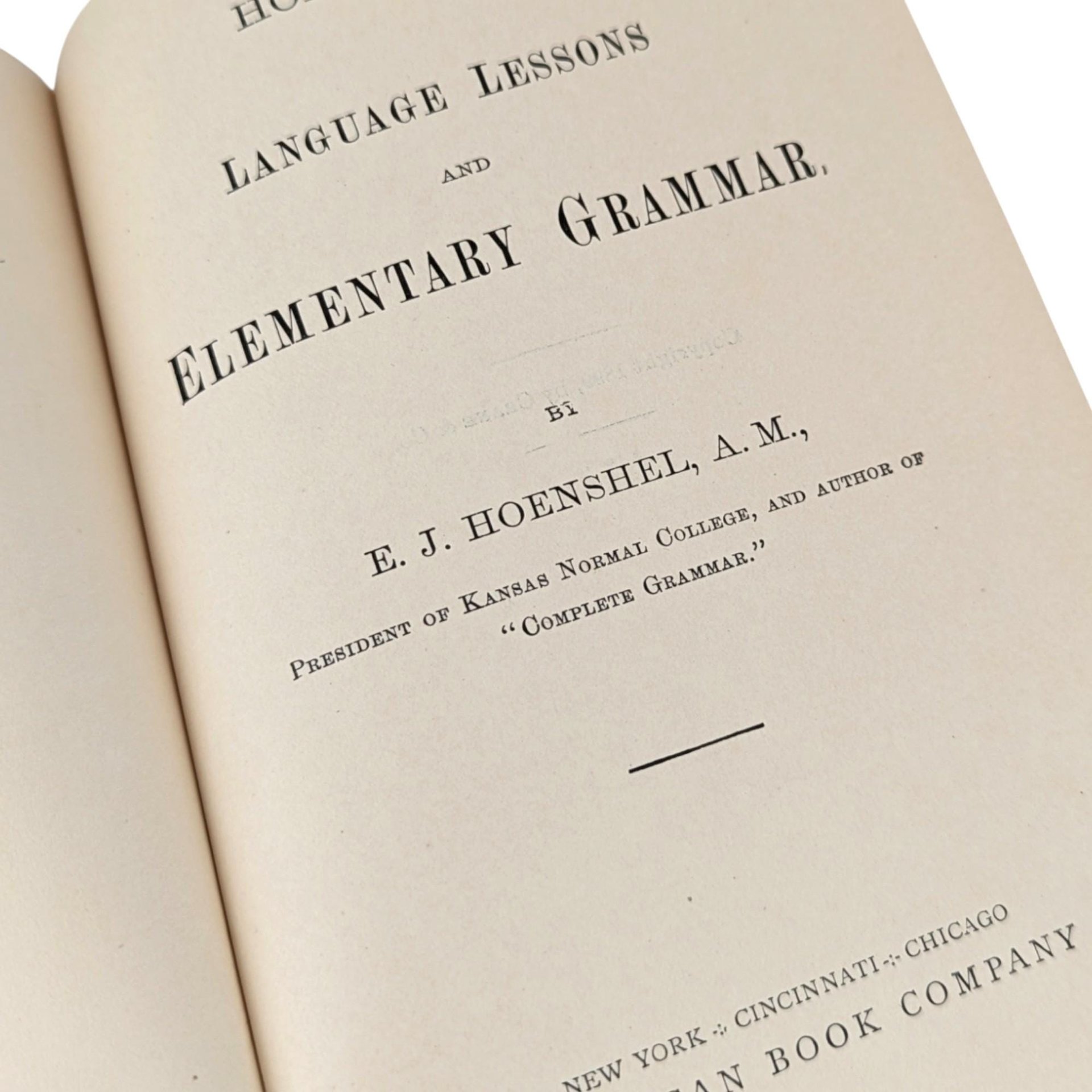 1899 Hoenshel's Language Lessons & Elementary Grammar Book, Antique Schoolbook, Vintage Educational Book, Gift for Teacher