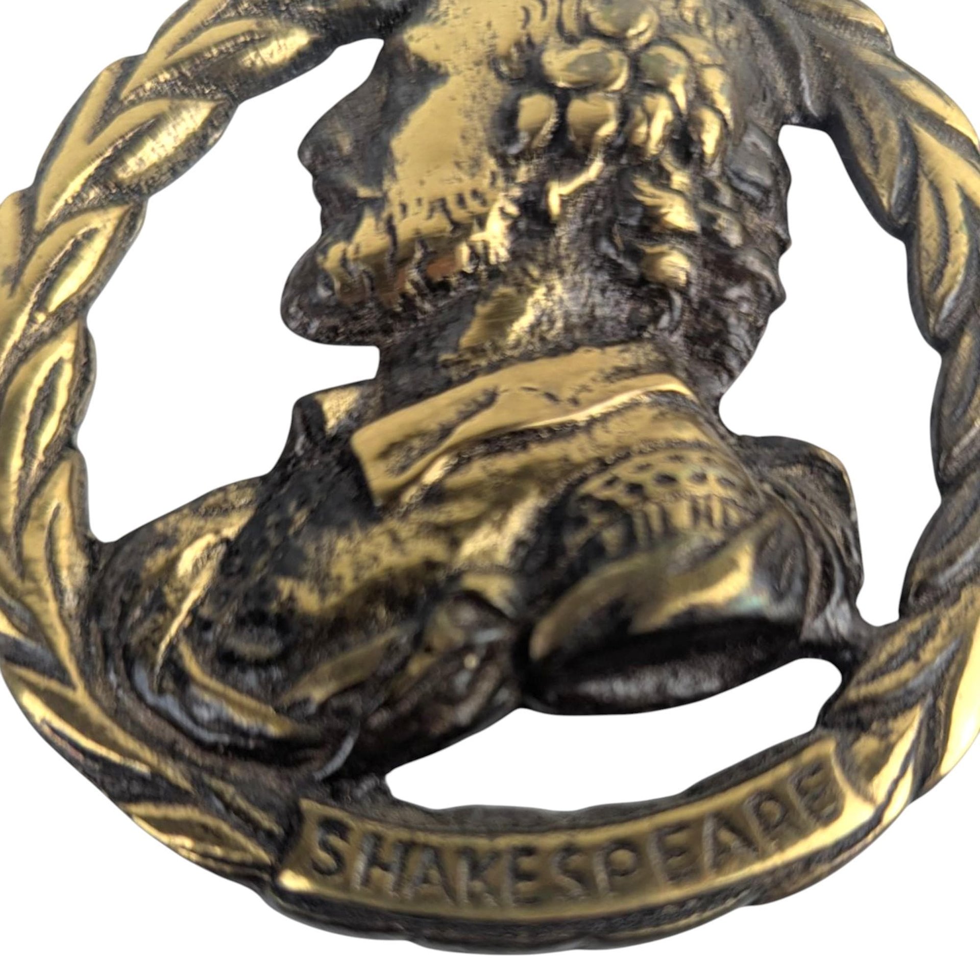 Vintage Shakespeare Brass Medallion, Literary Wall Hanging, Bard of Avon Decor, Gift for English Majors