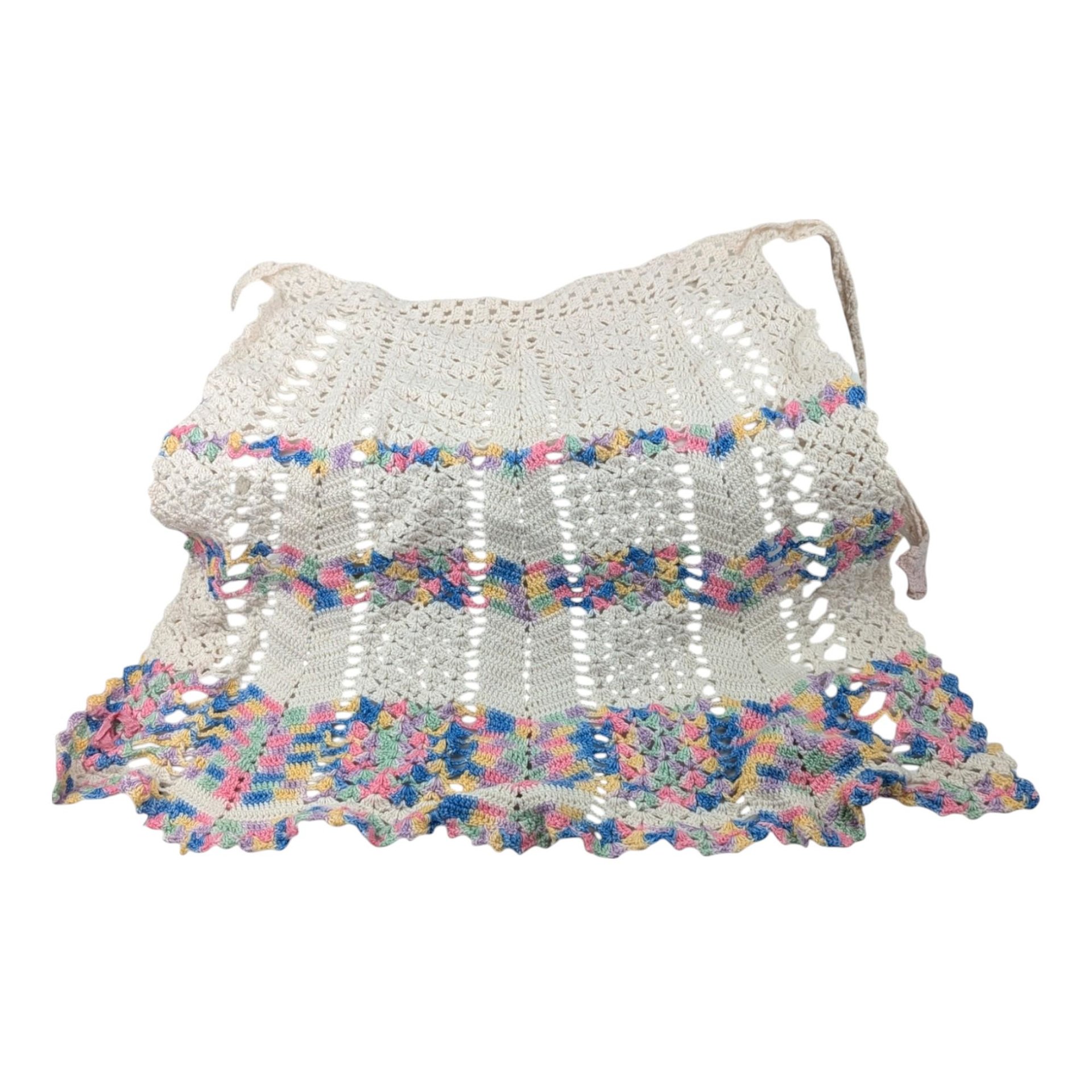 Vintage Handmade Child's Apron & Crocheted Dollies Set - Cottagecore Kitchen Decor, Baking Gift, Vintage Linens