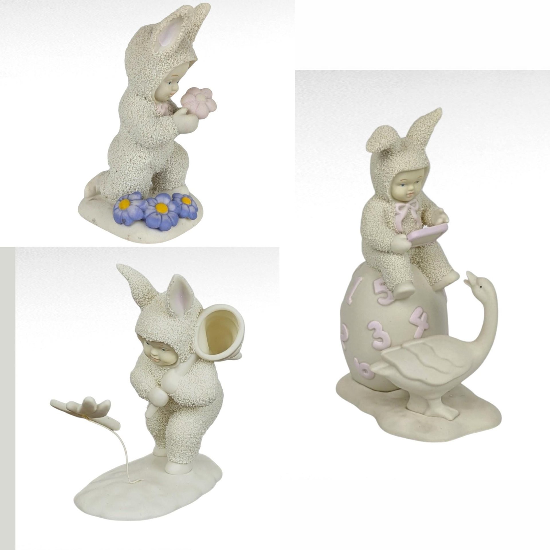 Vintage Dept 56 Snowbunnies Figurines Lot, 1995-1998, Springtime, Easter, Gift for Collector