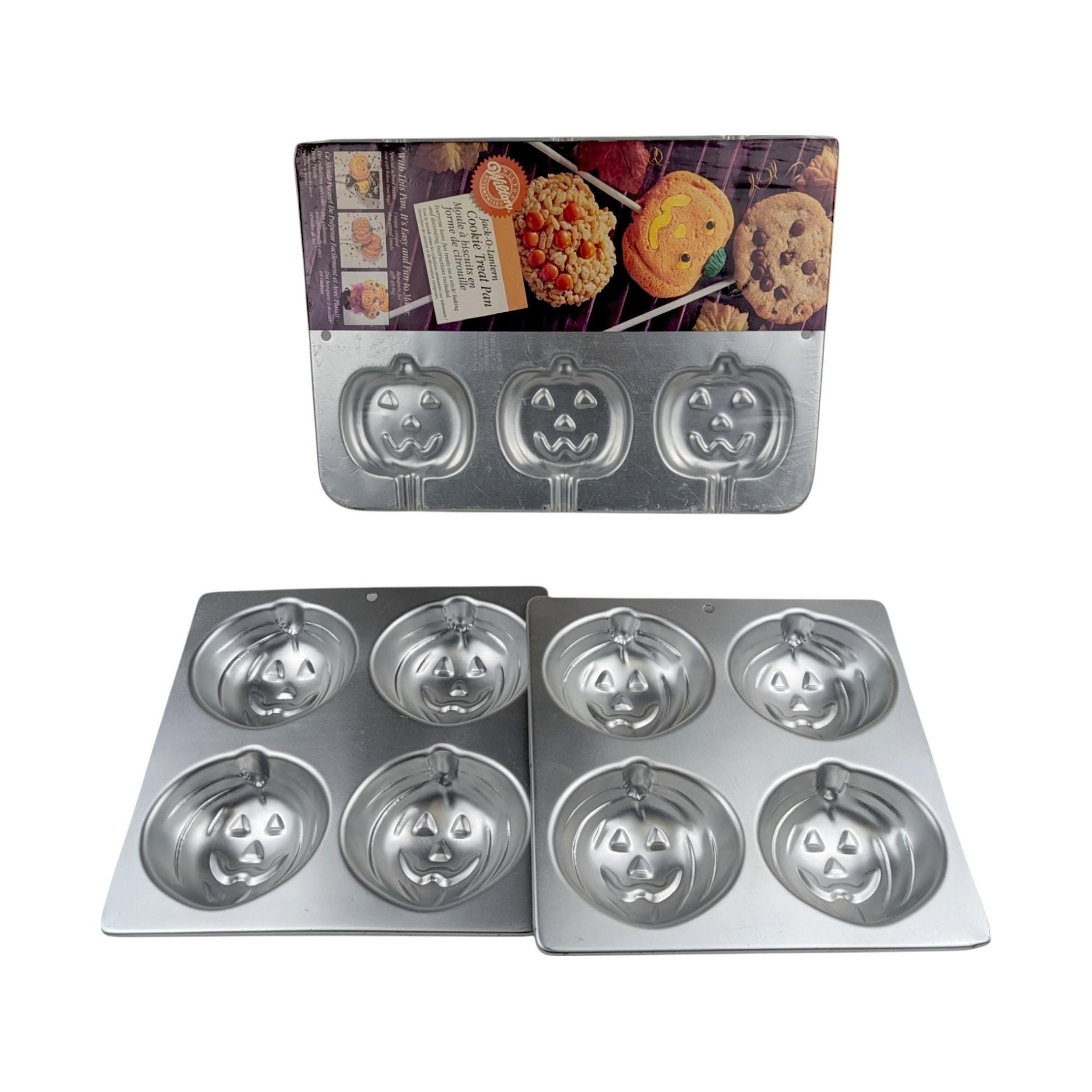 Vintage Wilton Halloween Baking Pans, 1990 & 1995 Pumpkin Cake Pans, Jack O Lantern Treat Pan, Fall Baking, Gift for Baker