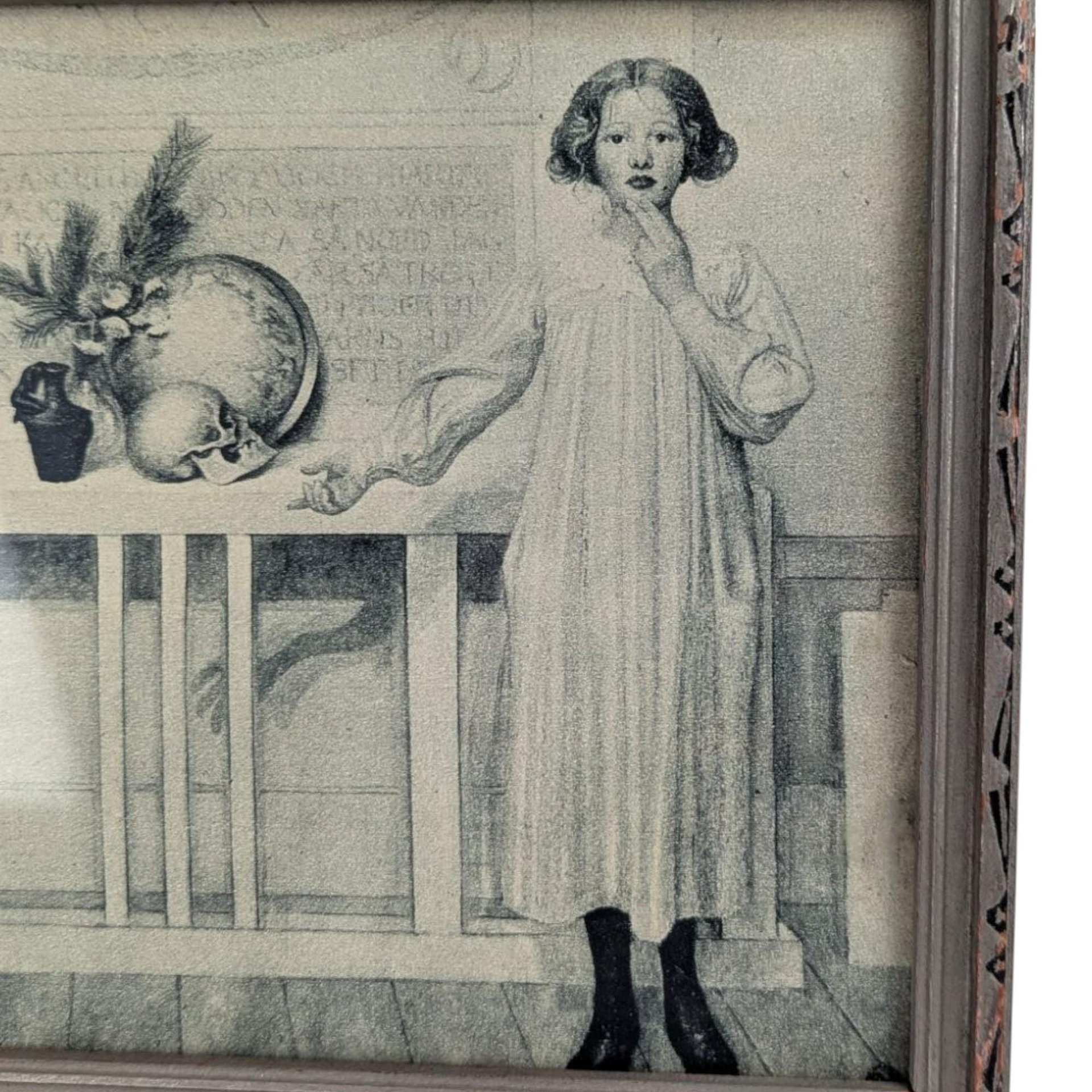 Vintage Swedish Mourning Print, Framed Art, Children, Symbolic Art, Antique Decor, Small Wall Art, Unique Gift, Historical Print