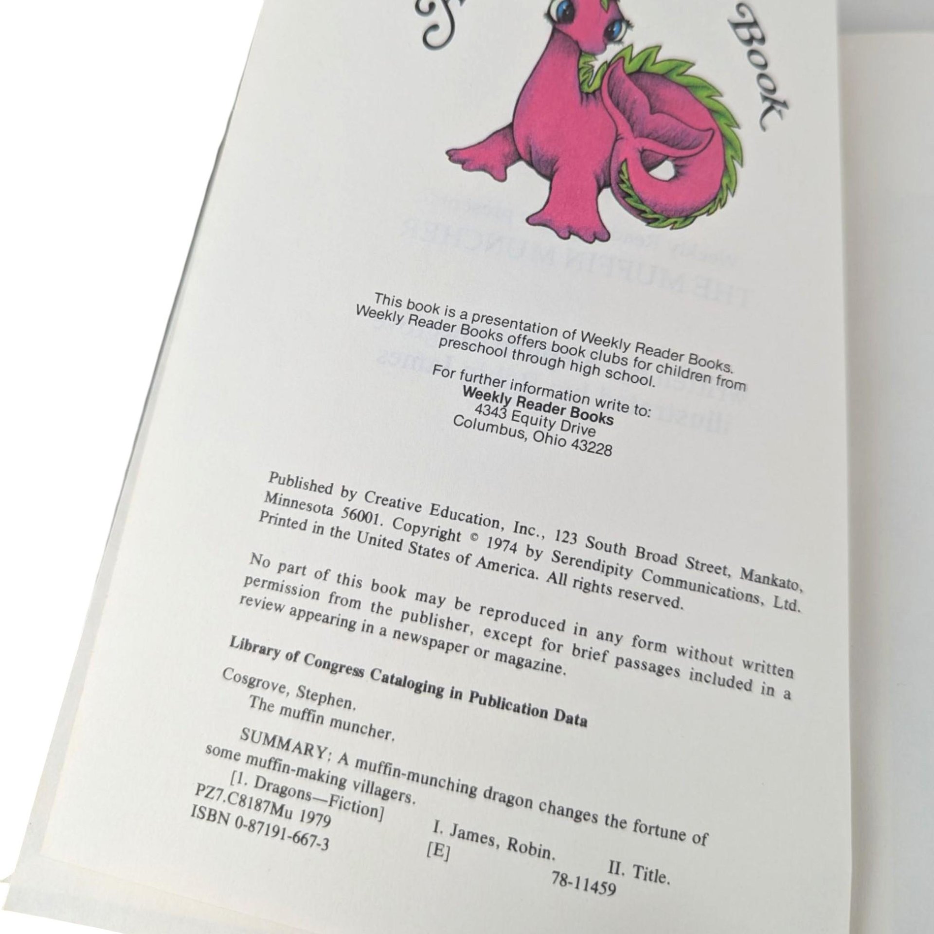 1974 The Muffin Muncher Hardcover Book, Stephen Cosgrove, Vintage Children's Book, Dragon Story, Collectible Kids Book, Illustrated Book